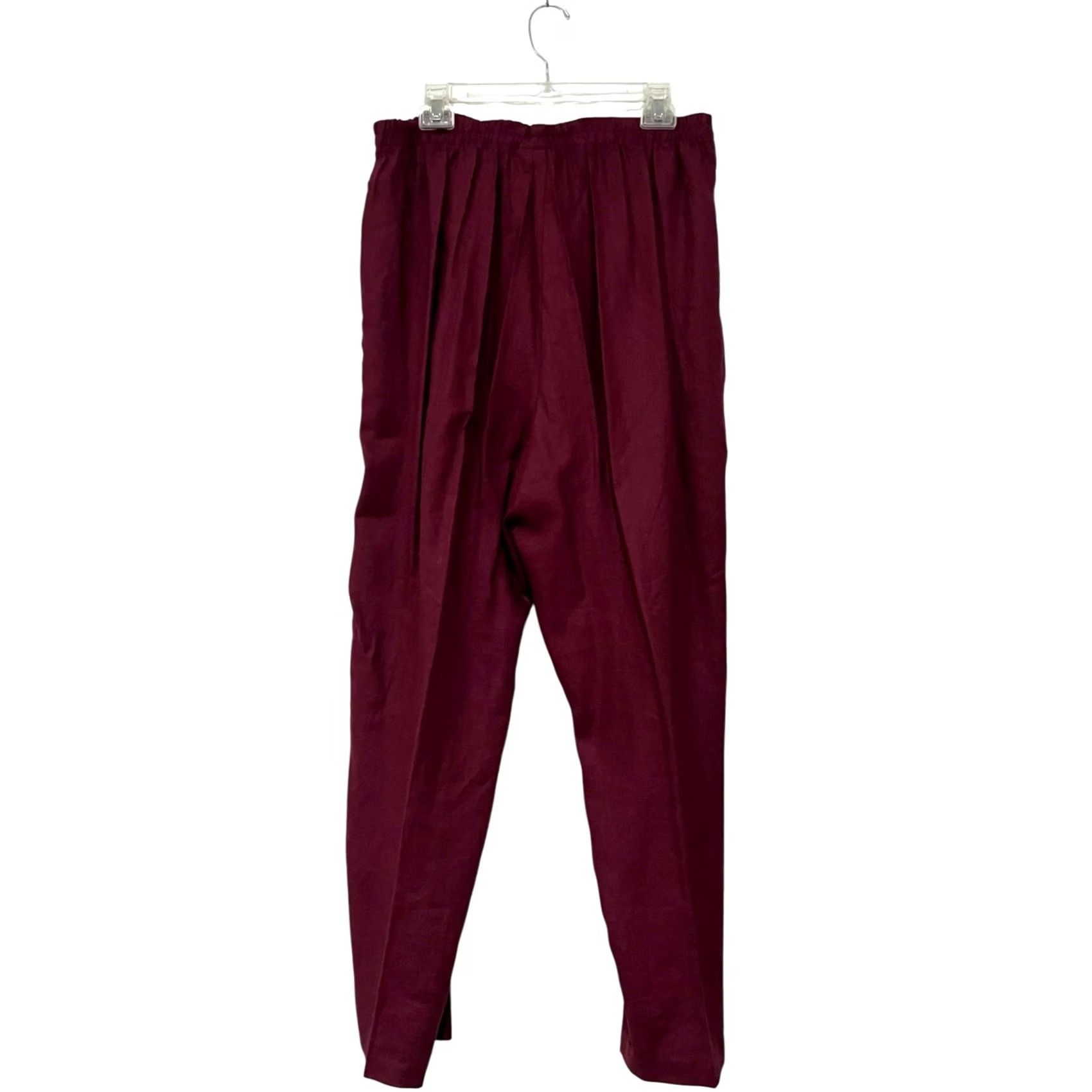 Vintage VINTAGE 90s Linen Button Shirt Top & Pants NWT V-Neck Burgundy 1X Women 2 Piece Set Size XL / US 12-14 / IT 48-50 - 5 Thumbnail