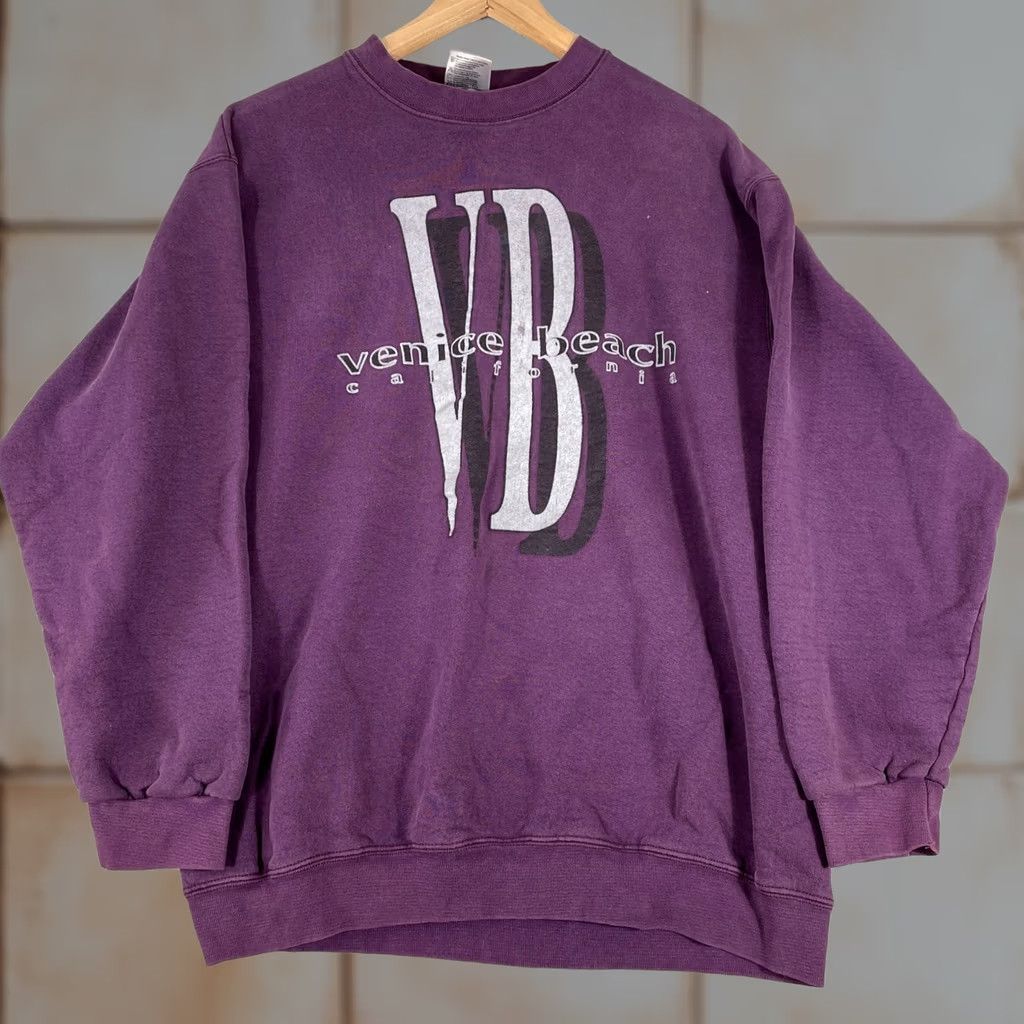 Vintage VINTAGE Oneita Sweatshirt Mens Large Purple Graphic Made in USA Venice Beach 90s Size US L / EU 52-54 / 3 - 1 Thumbnail