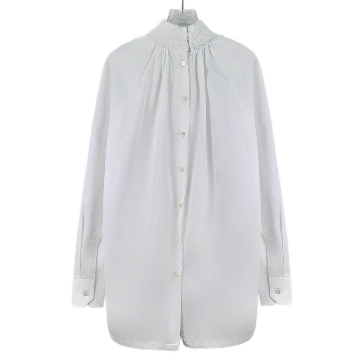 Prada Prada, White Turtleneck Pleated Long Sleeve Shirt K26WX Size M / US 6-8 / IT 42-44 - 2 Thumbnail