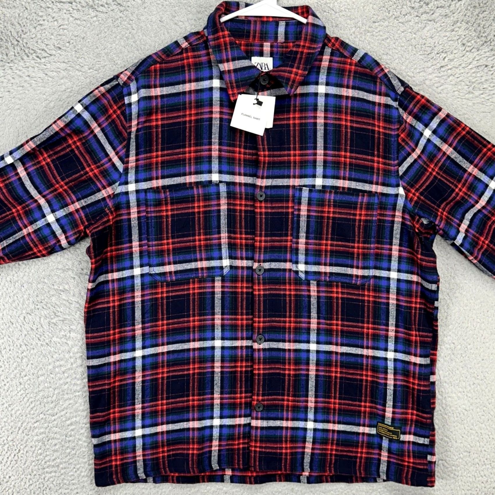 Zara Zara Shirt Flannel Button Up Mens Medium Blue Multi Plaid Relaxed Fit Pocket NEW Size US M / EU 48-50 / 2 - 3 Thumbnail