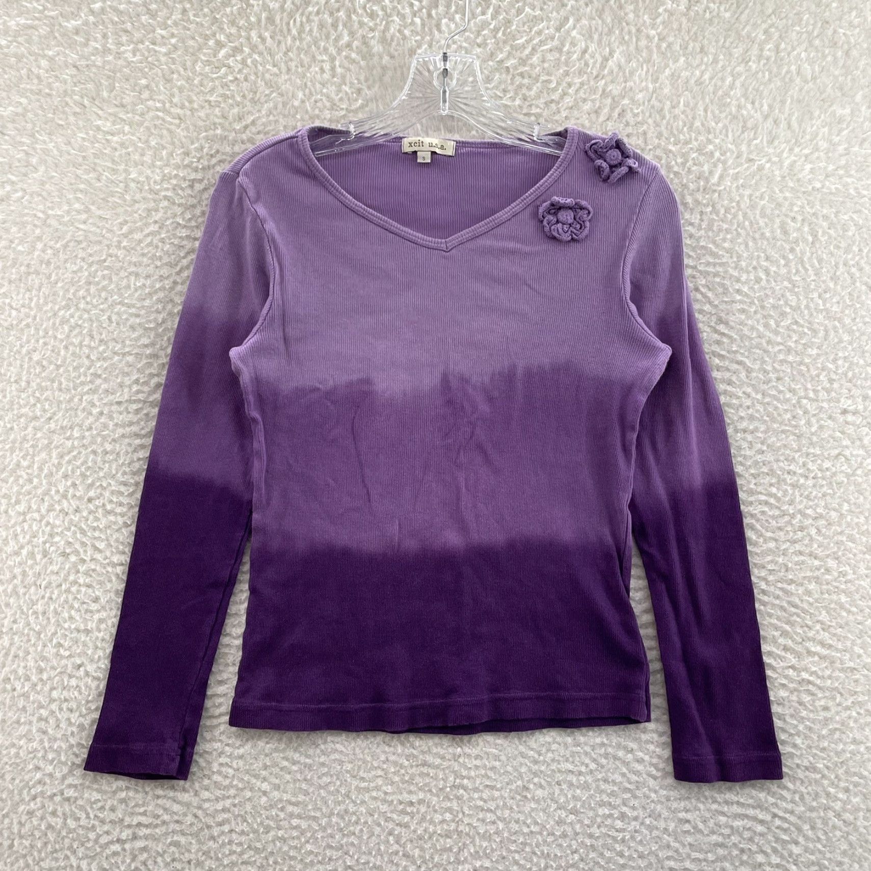 Vintage VINTAGE Y2K Top Purple Ombre Knit Hippie Boho Fairy Grunge Whimsigoth Shirt Womens S Size S / US 4 / IT 40 - 2 Thumbnail