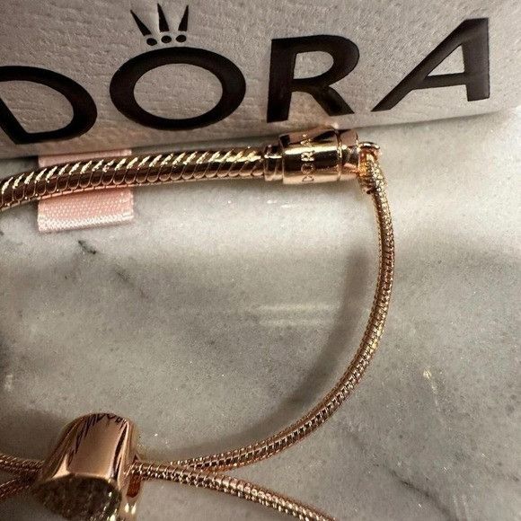 pandora Pandora Genuine ROSE GOLD SLIDER Chain Bracelet, Love & Hear Size ONE SIZE - 8 Thumbnail