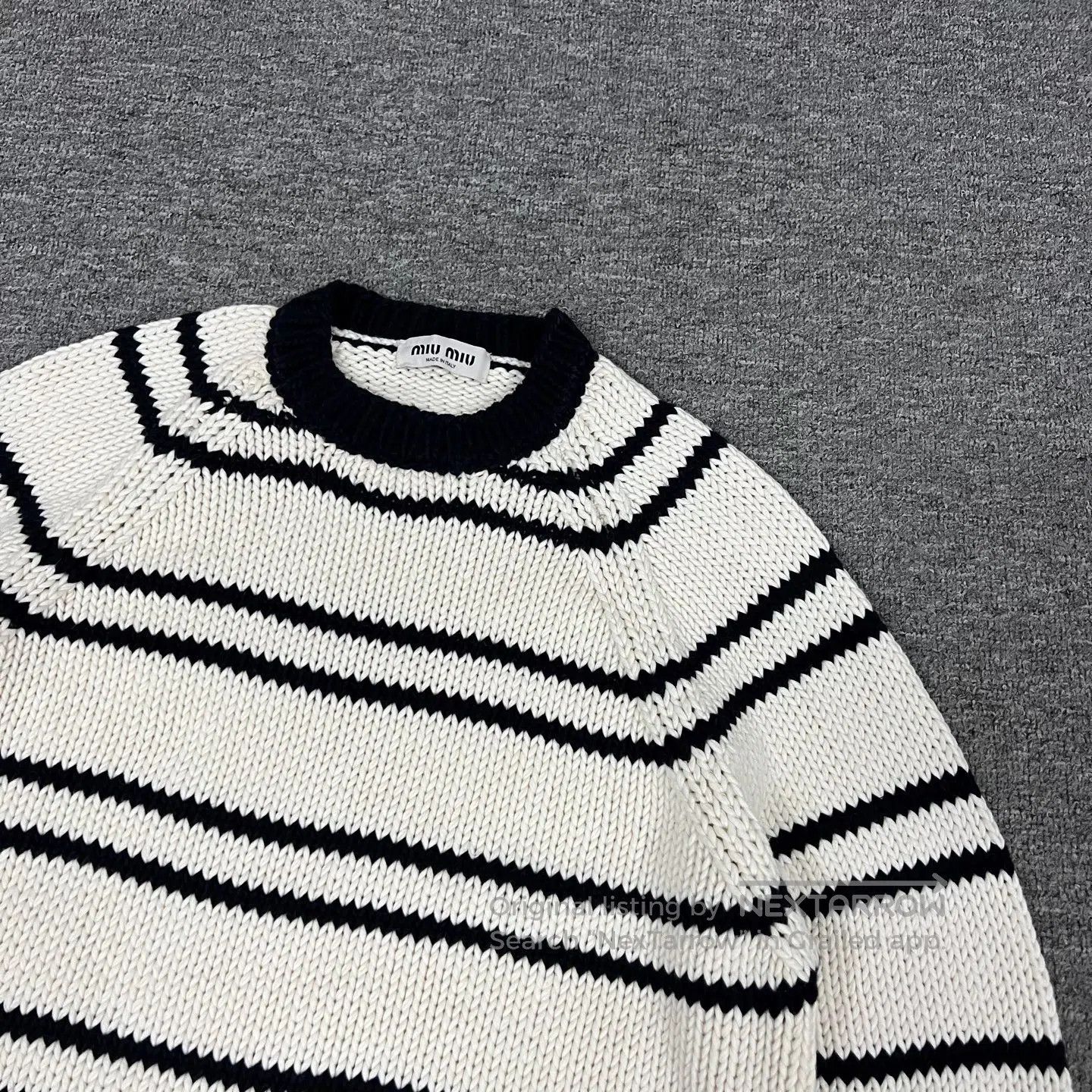 Miu Miu miu miu size 40 Black and white stripes; knitted sweater| Size L / US 10 / IT 46 - 5 Thumbnail
