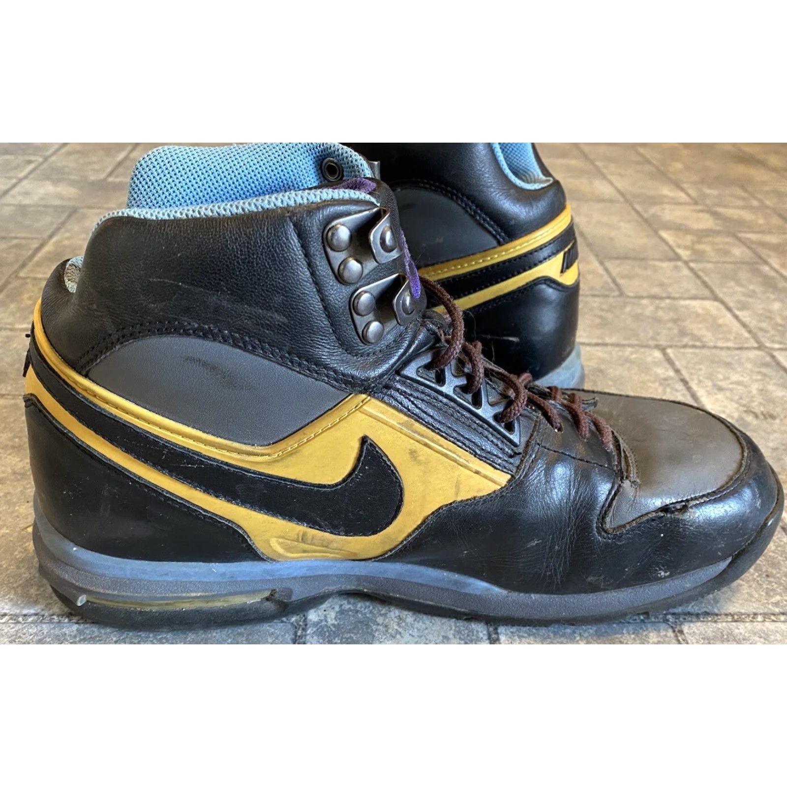 Nike **Nike Air Max Grind Mens Black Yellow Light Blue Leather Size 10** User: **Nike Air Max Grind Mens 10 Black Yellow Light Blue Leather** Size US 10 / EU 43 - 3 Thumbnail