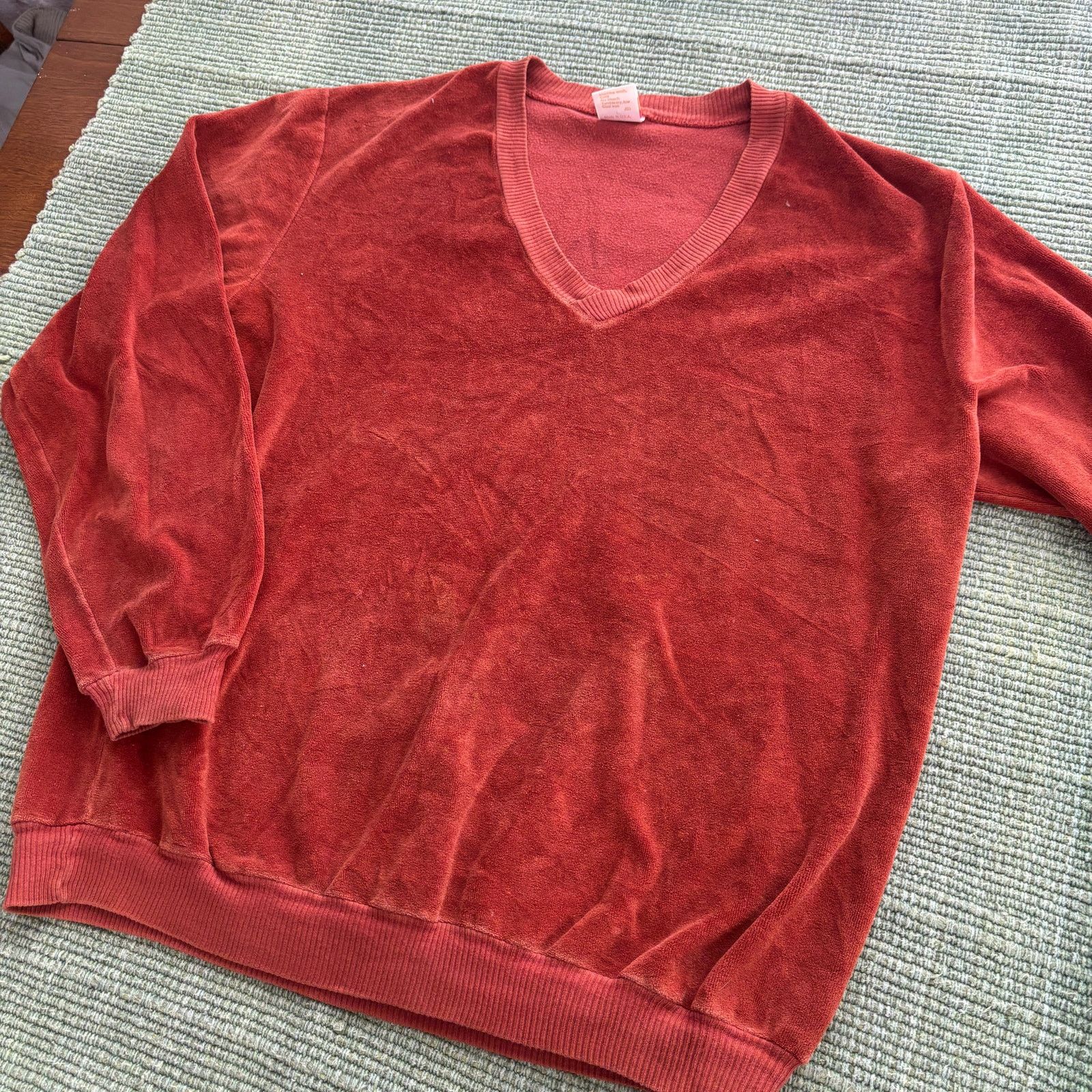 Jantzen × Vintage Vintage 70s jantzen red velvet sweater size xl Size US XL / EU 56 / 4 - 7 Thumbnail
