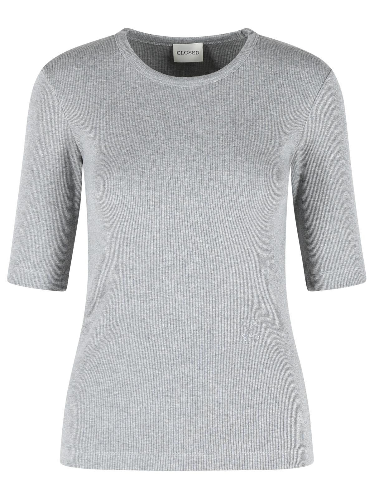 CLOSED CLOSED Gray Stretch Cotton T-Shirt Size L / US 10 / IT 46 - 1 Thumbnail
