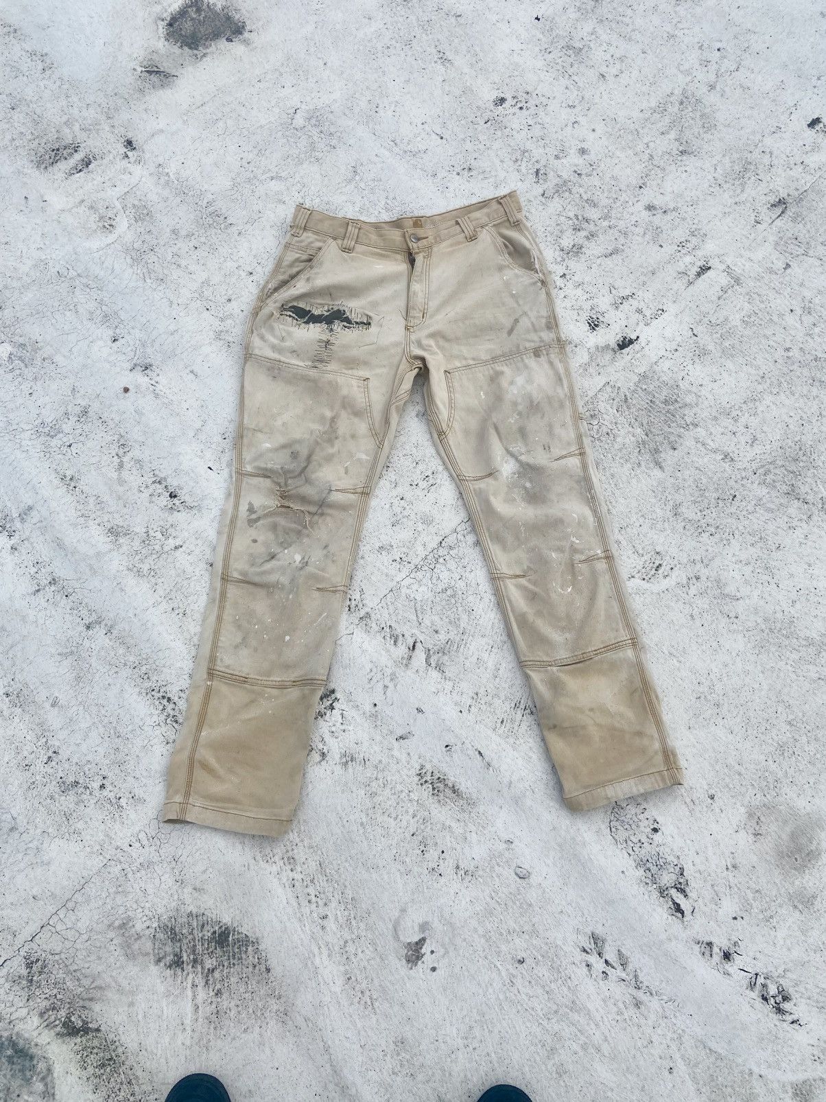 Carhartt Carhartt Distressed Vintage Beige 34x30 Size US 34 / EU 50 - 1 Thumbnail