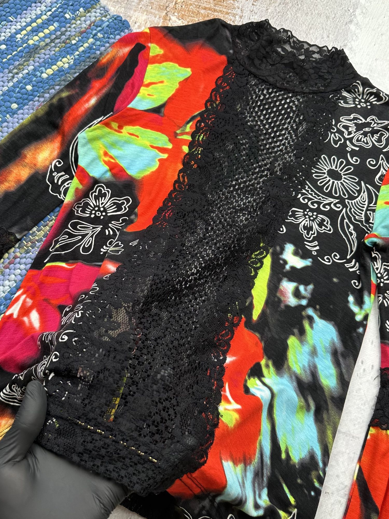 Vintage Vintage Asymmetry Printed Blouse A53(261) Size M / US 6-8 / IT 42-44 - 4 Thumbnail