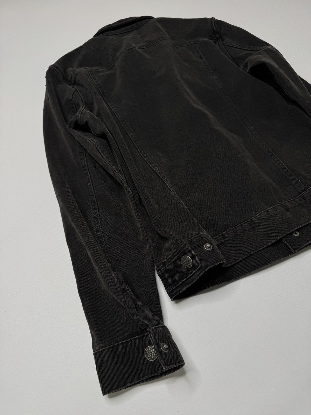 Allsaints Black distressed Allsaints designer denim jacket swag slp 00 Size US M / EU 48-50 / 2 - 7 Thumbnail