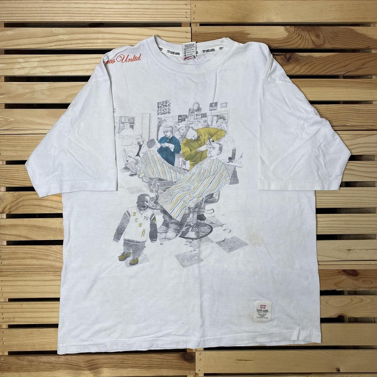 Ecko Unltd. Ecko Unltd. Barbershop White Y2K Hip Hop Tee Size 2XL Size US XXL / EU 58 / 5 - 1 Thumbnail