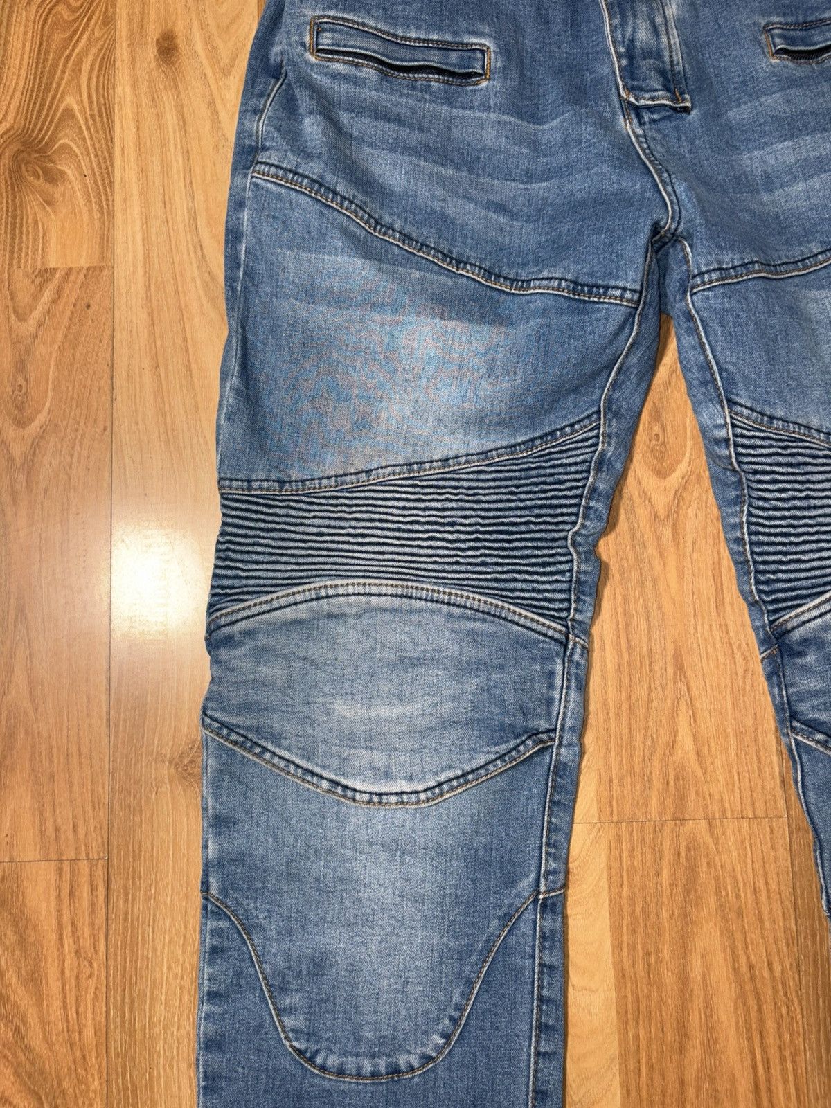 Japanese Brand Balmain Biker Style Distressed jeans Panelled Moto Denim Size US 36 / EU 52 - 4 Thumbnail