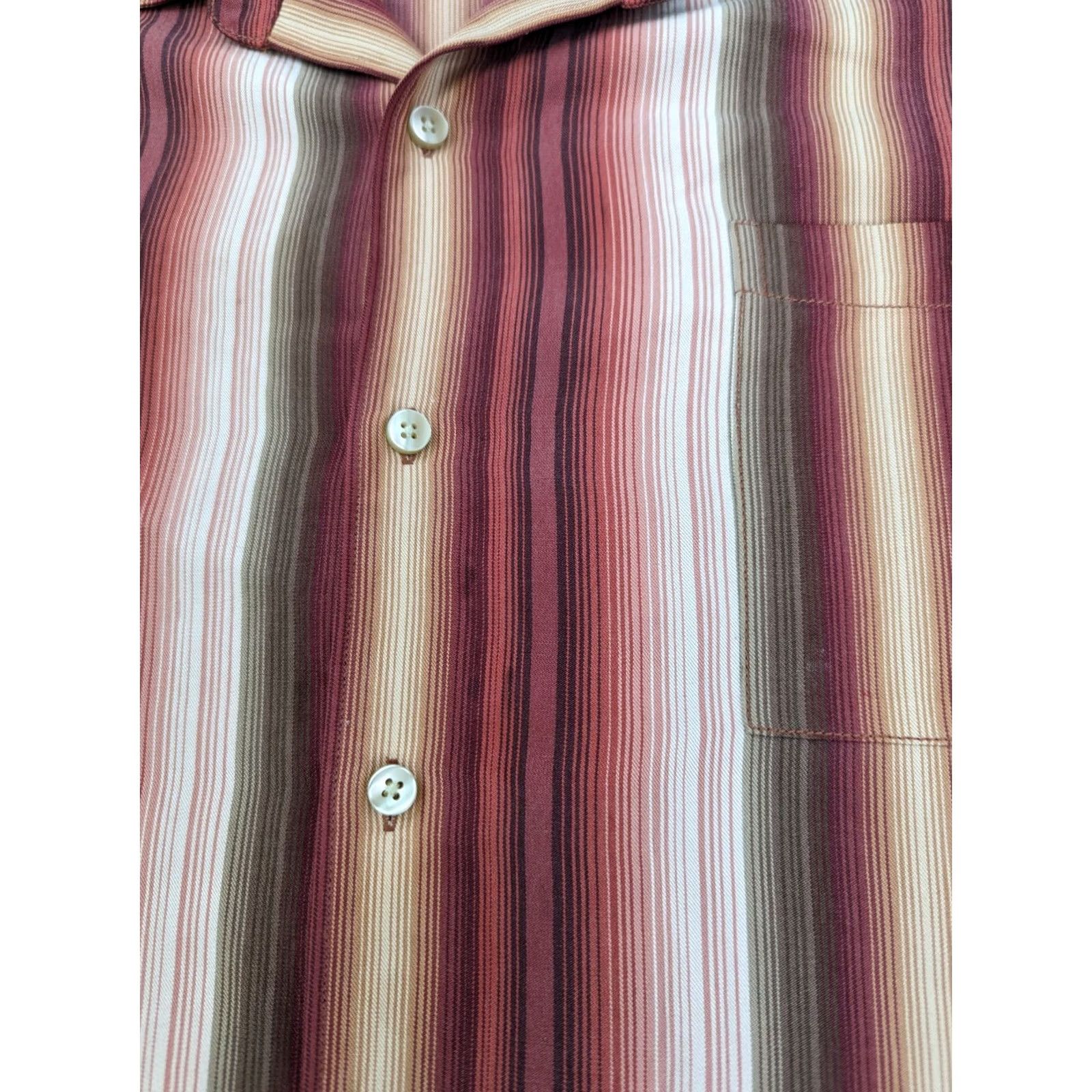 Tommy Bahama Tommy Bahama Shirt Striped Button-Up Men XXL Rust Orange Long Sleeve Silk Button-Down Size US XXL / EU 58 / 5 - 5 Thumbnail