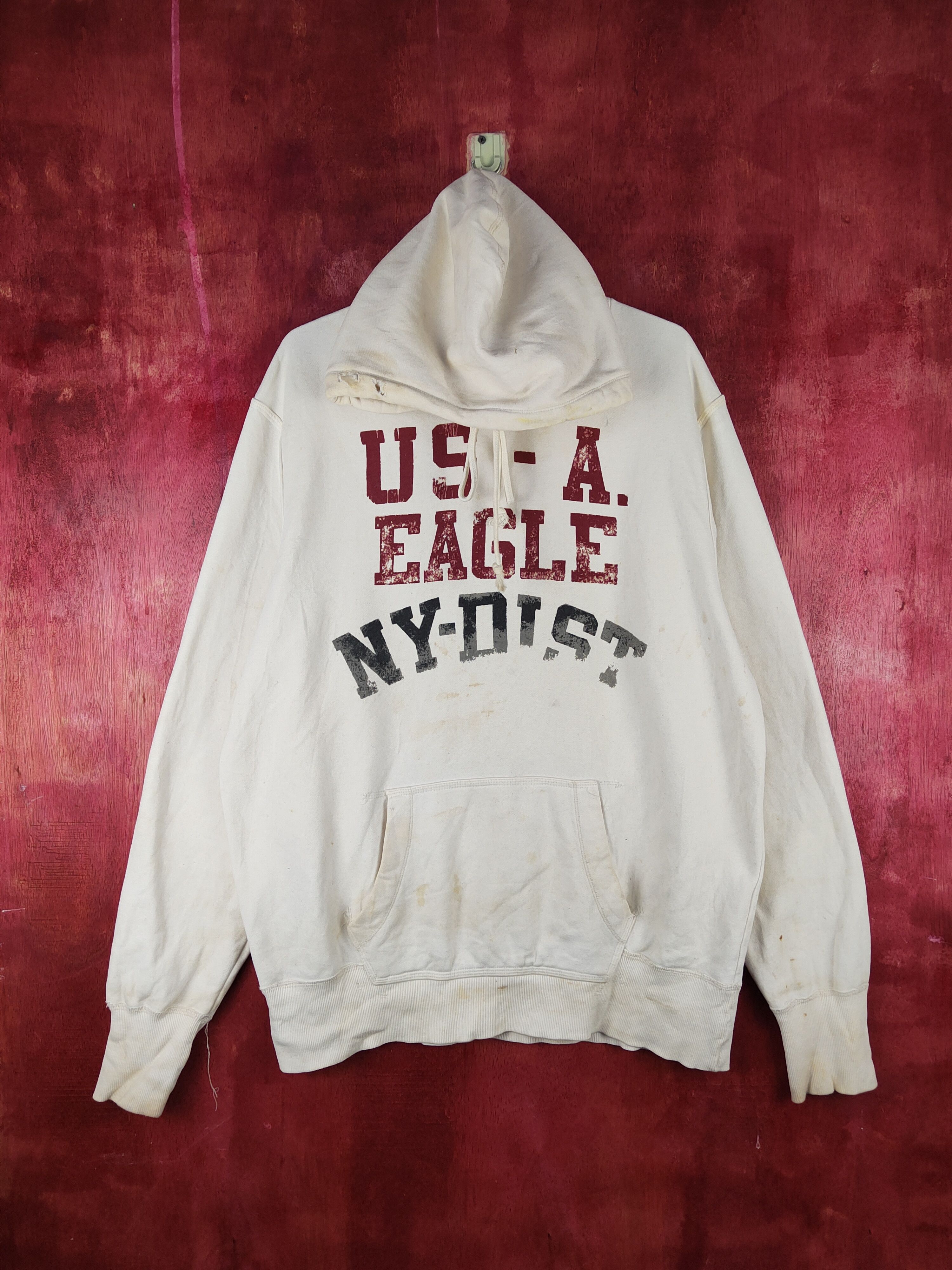 American Eagle Outfitters × Japanese Brand × Vintage American Eagle Outfitters White dirty Sweatshirts #S2041 Size US L / EU 52-54 / 3 - 1 Thumbnail