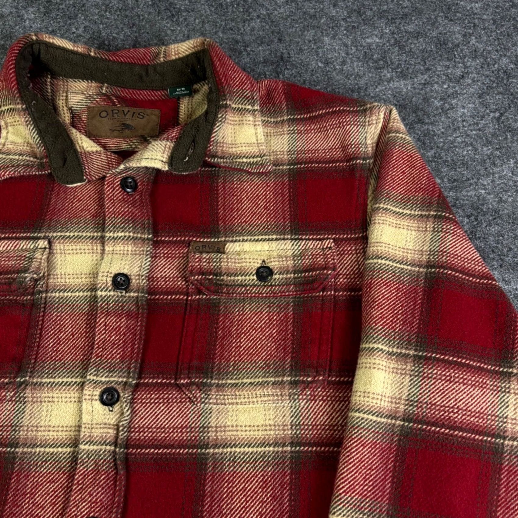 Orvis Orvis Mens Red Plaid Flannel Shirt M Collared Button-Up Heavyweight Lined Pocketed Seasons Fall Winter Classic Chest 45in Casual Workwear Size US M / EU 48-50 / 2 - 8 Thumbnail