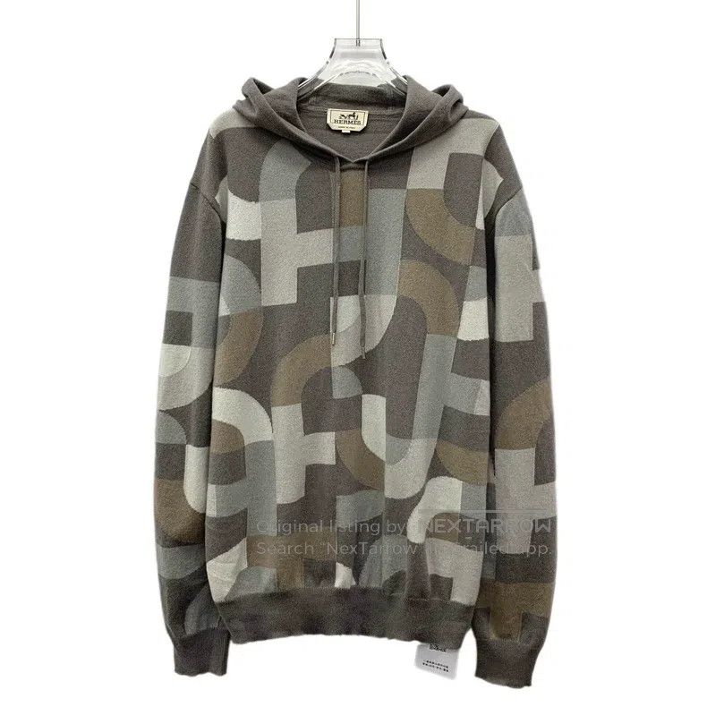 Hermes Hermes Color-blocked pig nose full print cashmere hooded d Size US XL / EU 56 / 4 - 1 Thumbnail