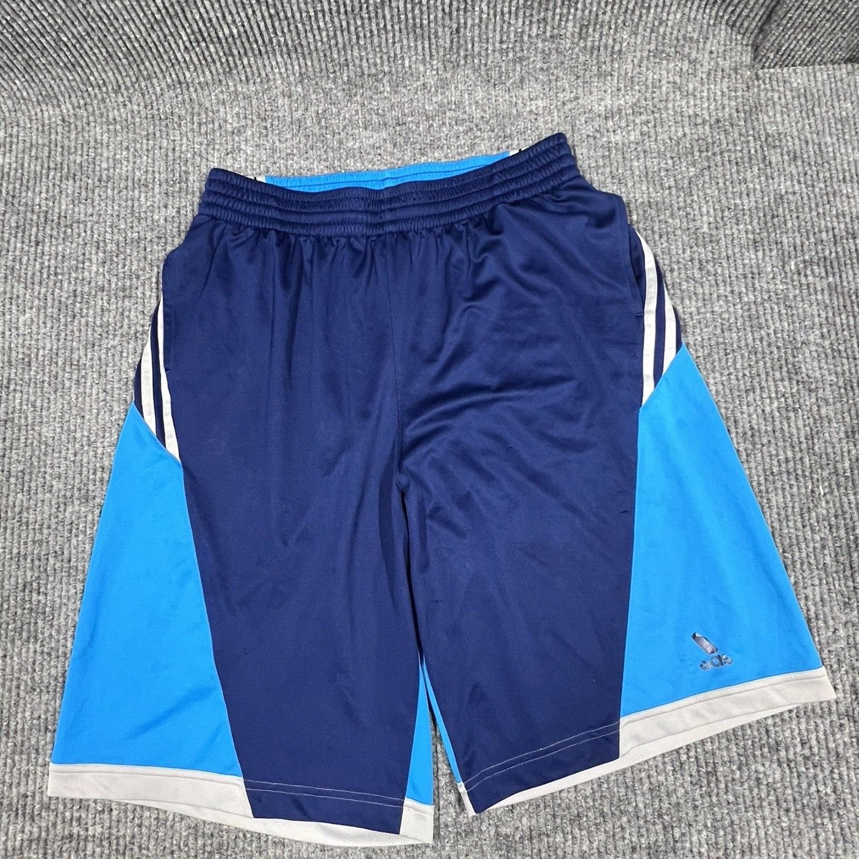 Adidas Adidas Shorts Men Large Blue Climalite Basketball Gym Drawstring Size US 33 - 6 Thumbnail