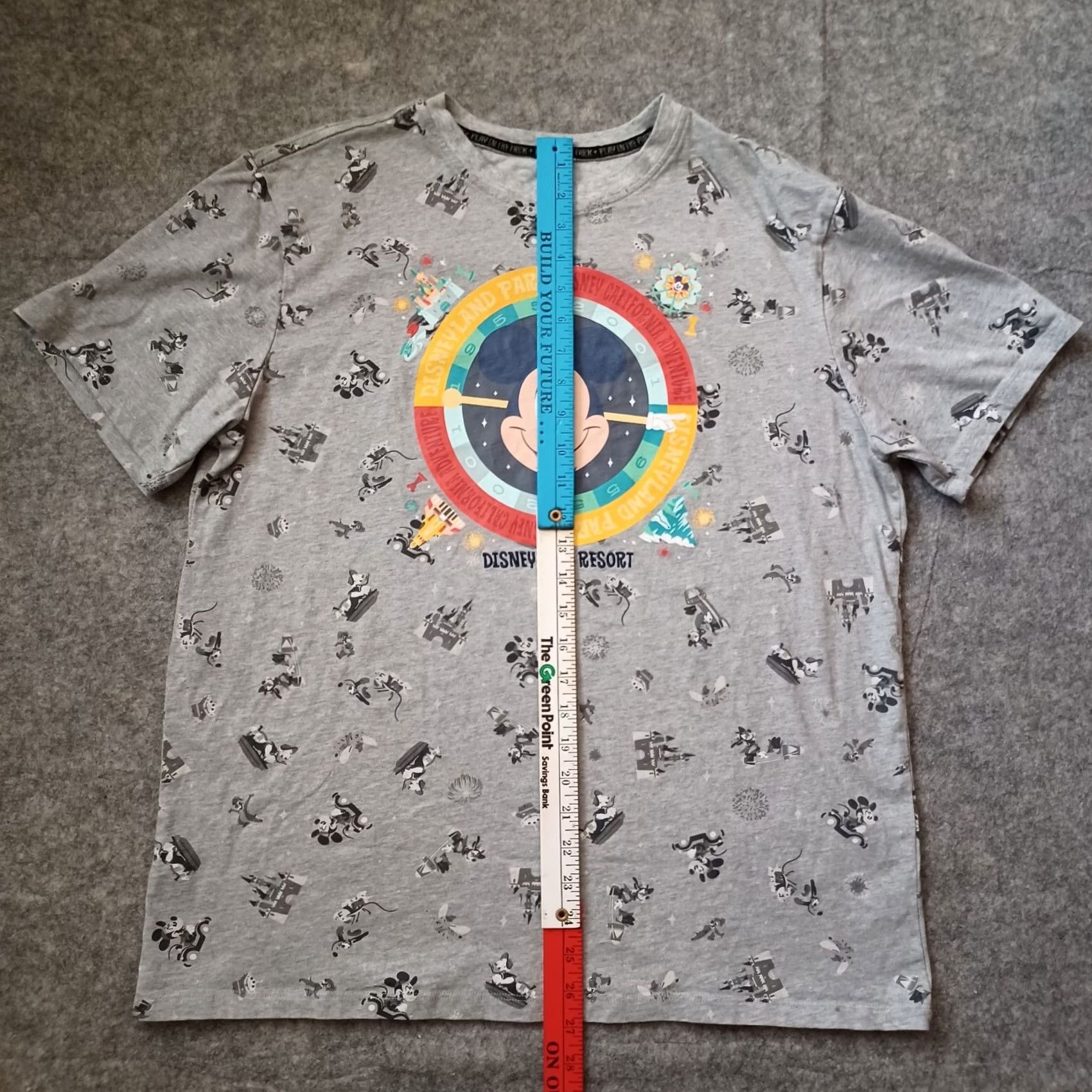 Disney Disneyland T Shirt Mens Large Gray All Over Print Disney Characters Park Shirt Mens L Gray Disney Mickey Mouse 90s Theme Boys Girls Mens Size US L / EU 52-54 / 3 - 7 Thumbnail