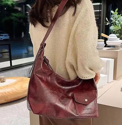Leather × Vintage Burgundy trendy shoulder bag Size ONE SIZE - 3 Thumbnail