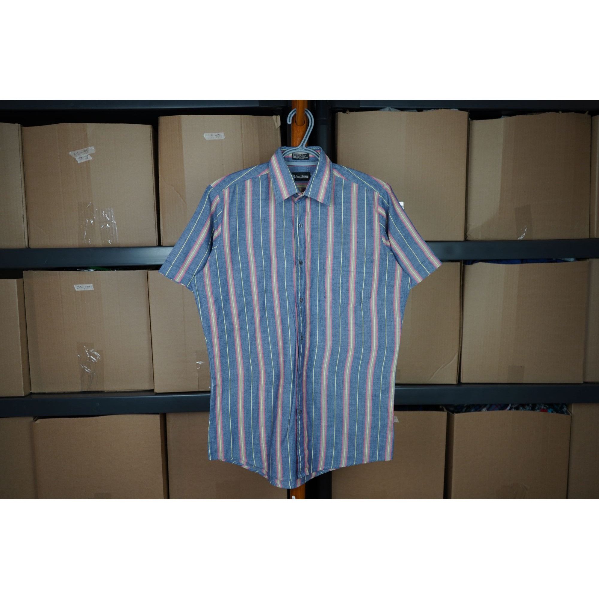Vintage 90s Bluestone Stripes Short Sleeve Men's M #350 Size US M / EU 48-50 / 2 - 1 Thumbnail