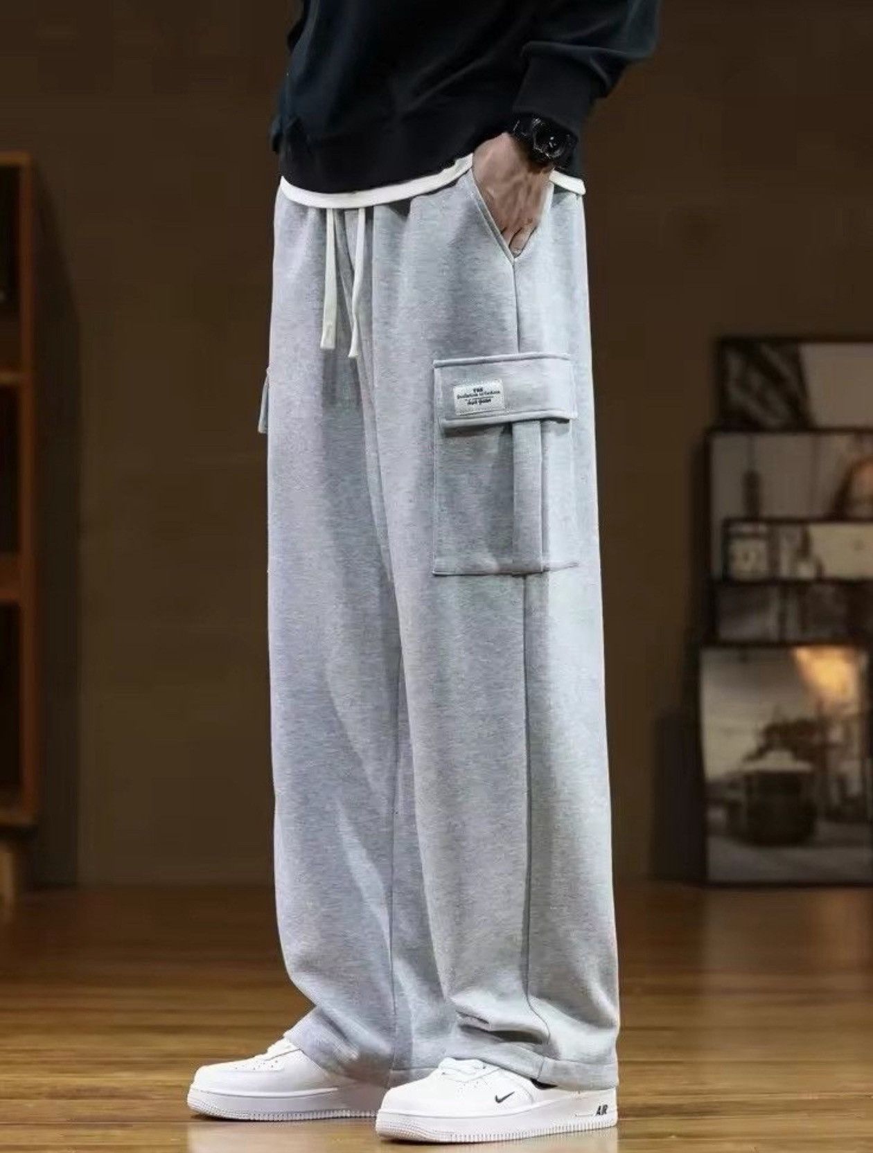 Japanese Brand Multi-Pockets Drawstring Cotton Casual Sweatpant Size US 29 - 2 Thumbnail