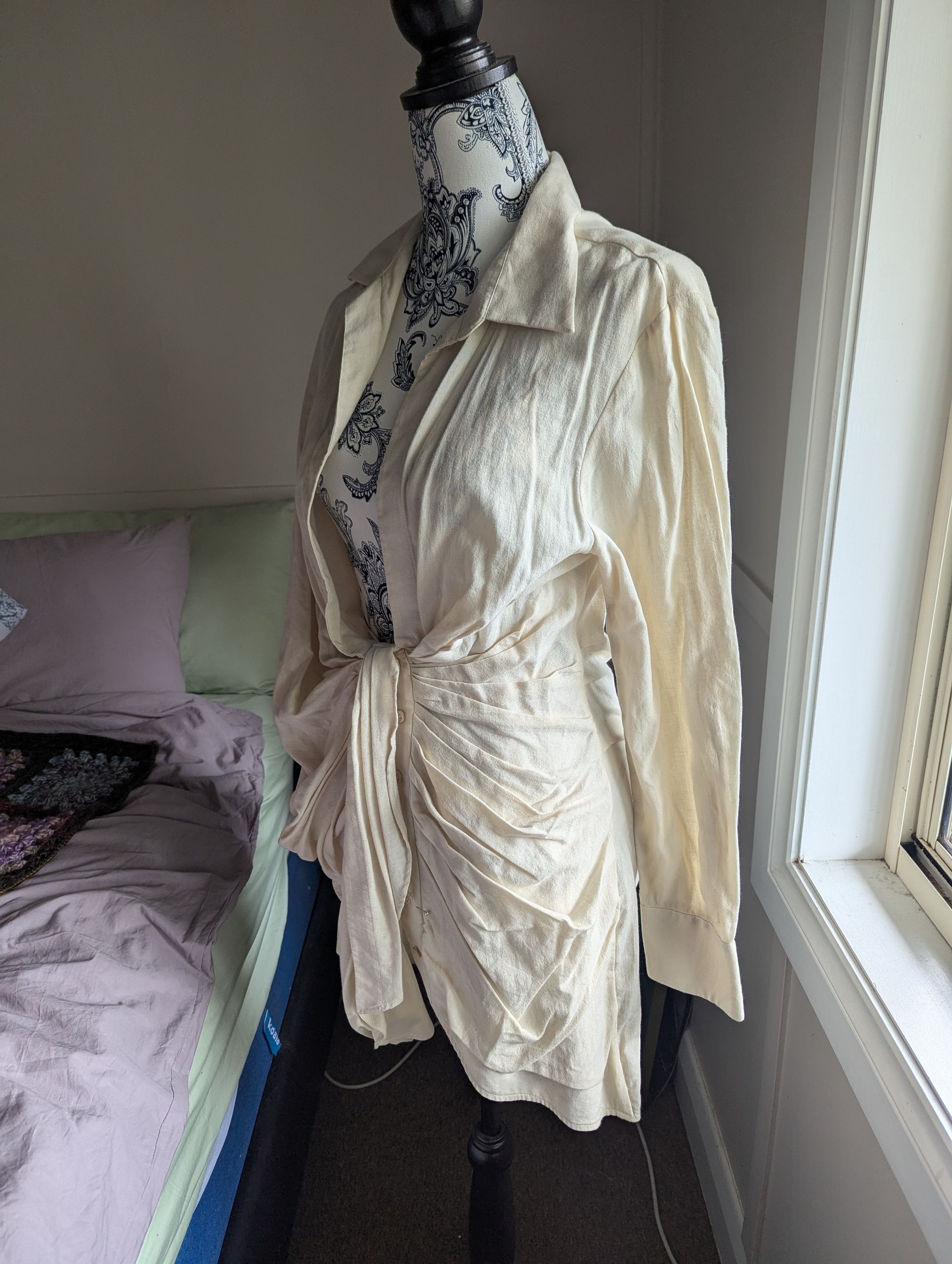 Jacquemus La Bahia Robe in Cream - ruched shirt dress Size S / US 4 / IT 40 - 4 Thumbnail