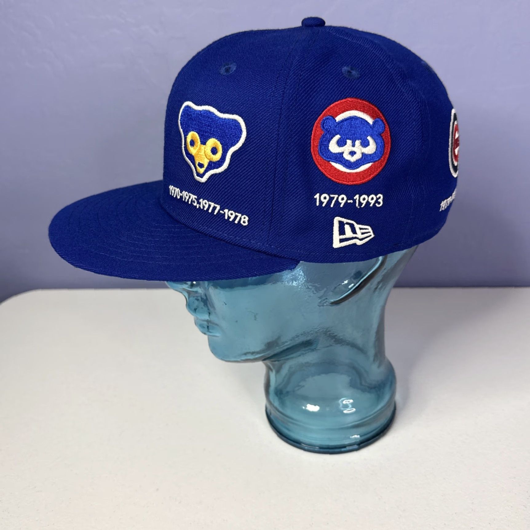 New Era Chicago Cubs New Era Logo Timeline All Over Print Hat Fitted Baseball Cap 7 3/8 Men Blue Baseball Cap 7 3/8? Size ONE SIZE - 2 Thumbnail