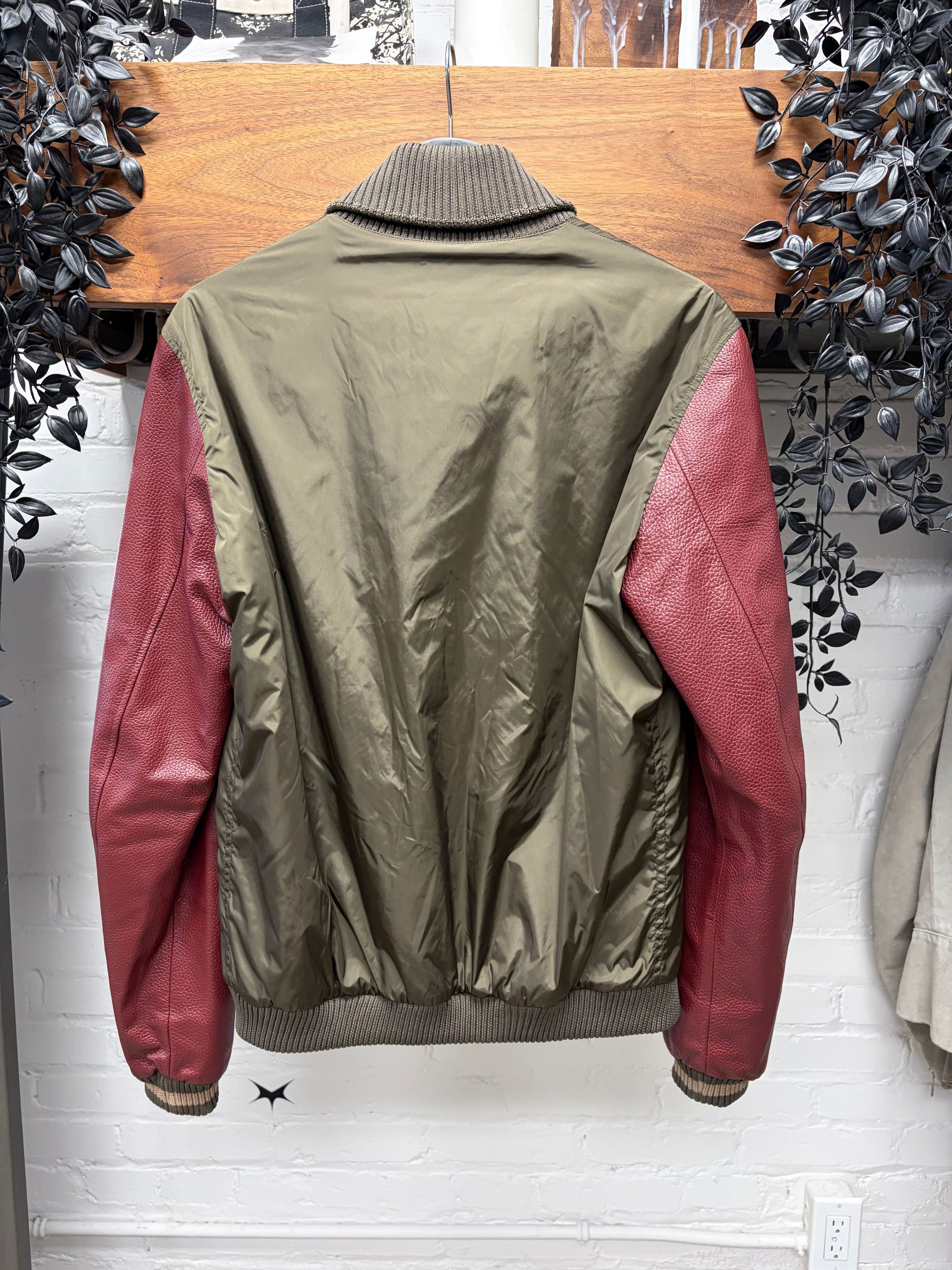 Gucci 2000s Gucci Dark Nylon/Leather Ribbed Collar Varsity Jacket Size US S / EU 44-46 / 1 - 3 Thumbnail