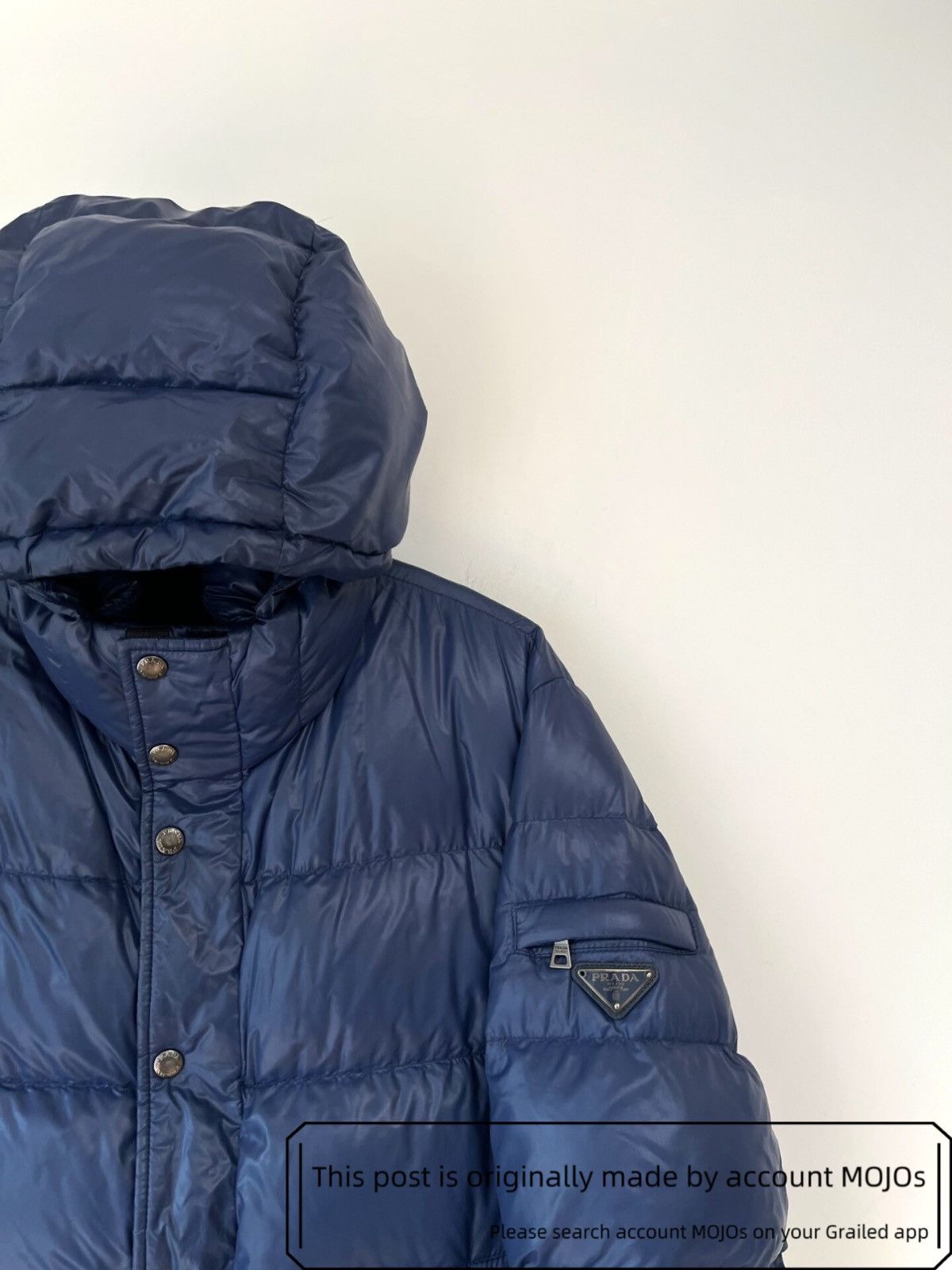 Prada Sz 52 Prada Navy Metal Label Puffer Jacket mojos1313 Size US L / EU 52-54 / 3 - 2 Thumbnail