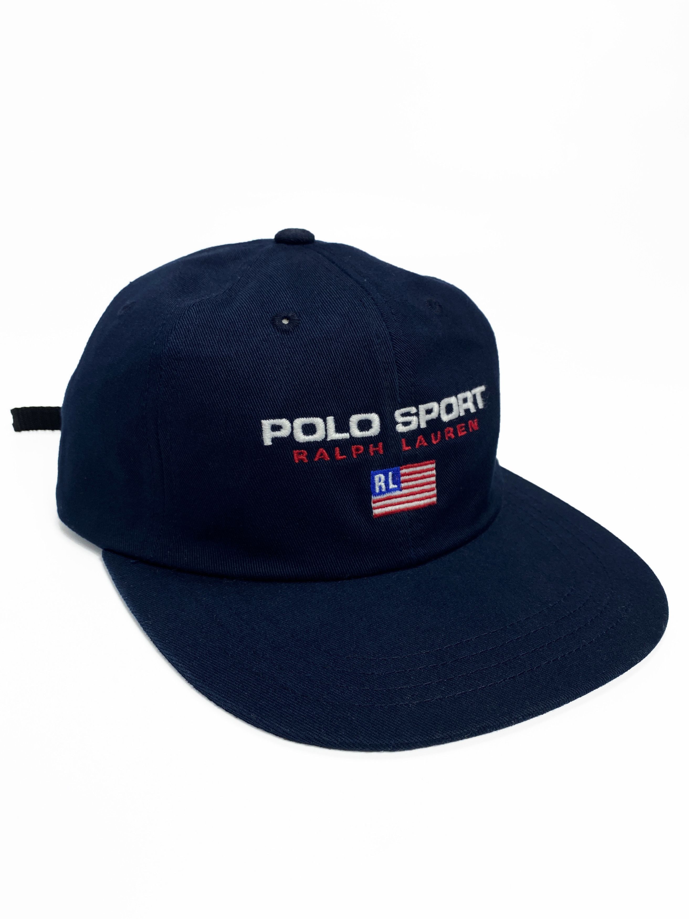 Polo Ralph Lauren Polo Sport 90s Vintage USA Flag Strapback Cap