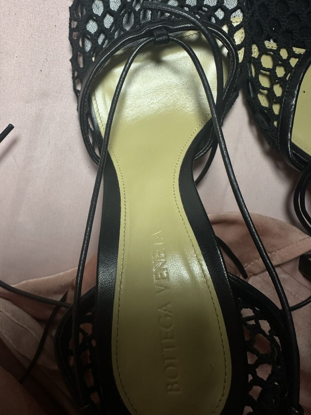 image of Black Bottega Veneta Square Toe Mesh-Panelled Sandals, Women's (Size 8)