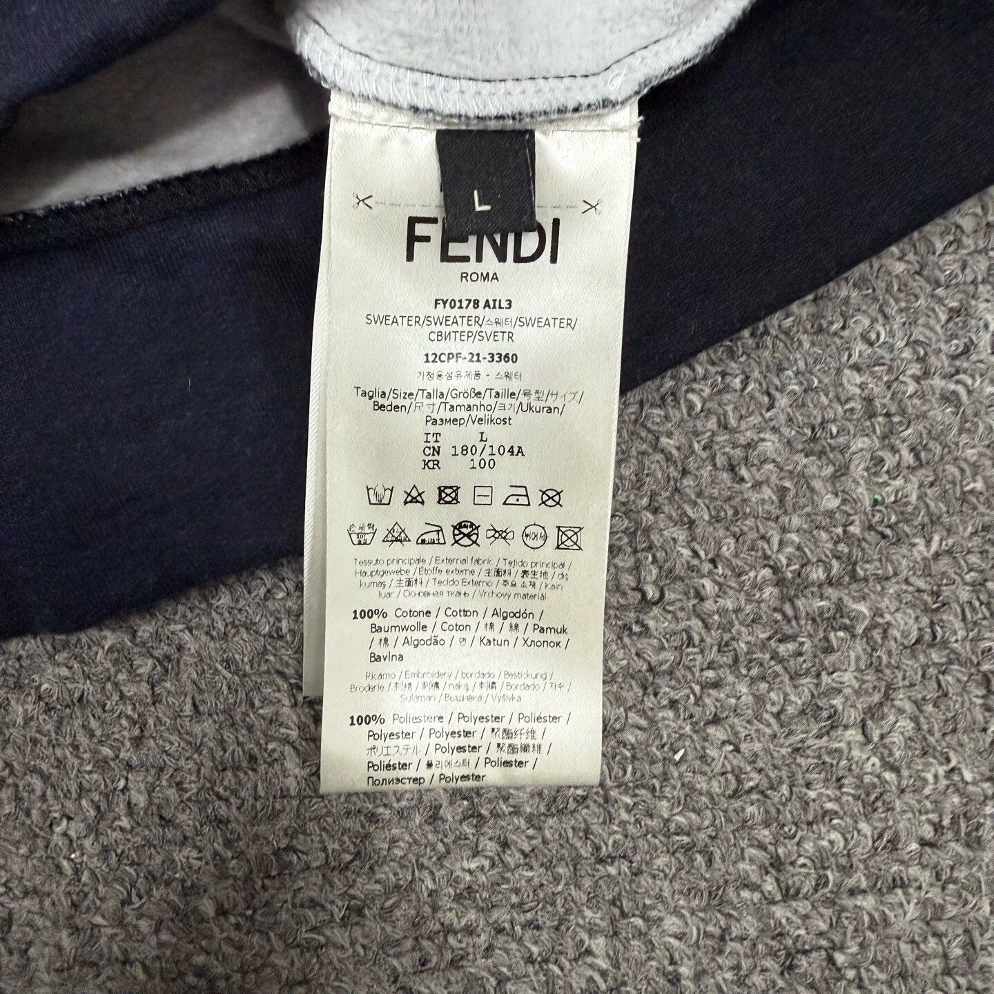 Fendi Fendi Navy Allover Logo Paneled L/S Sweatshirt L Size US L / EU 52-54 / 3 - 4 Thumbnail