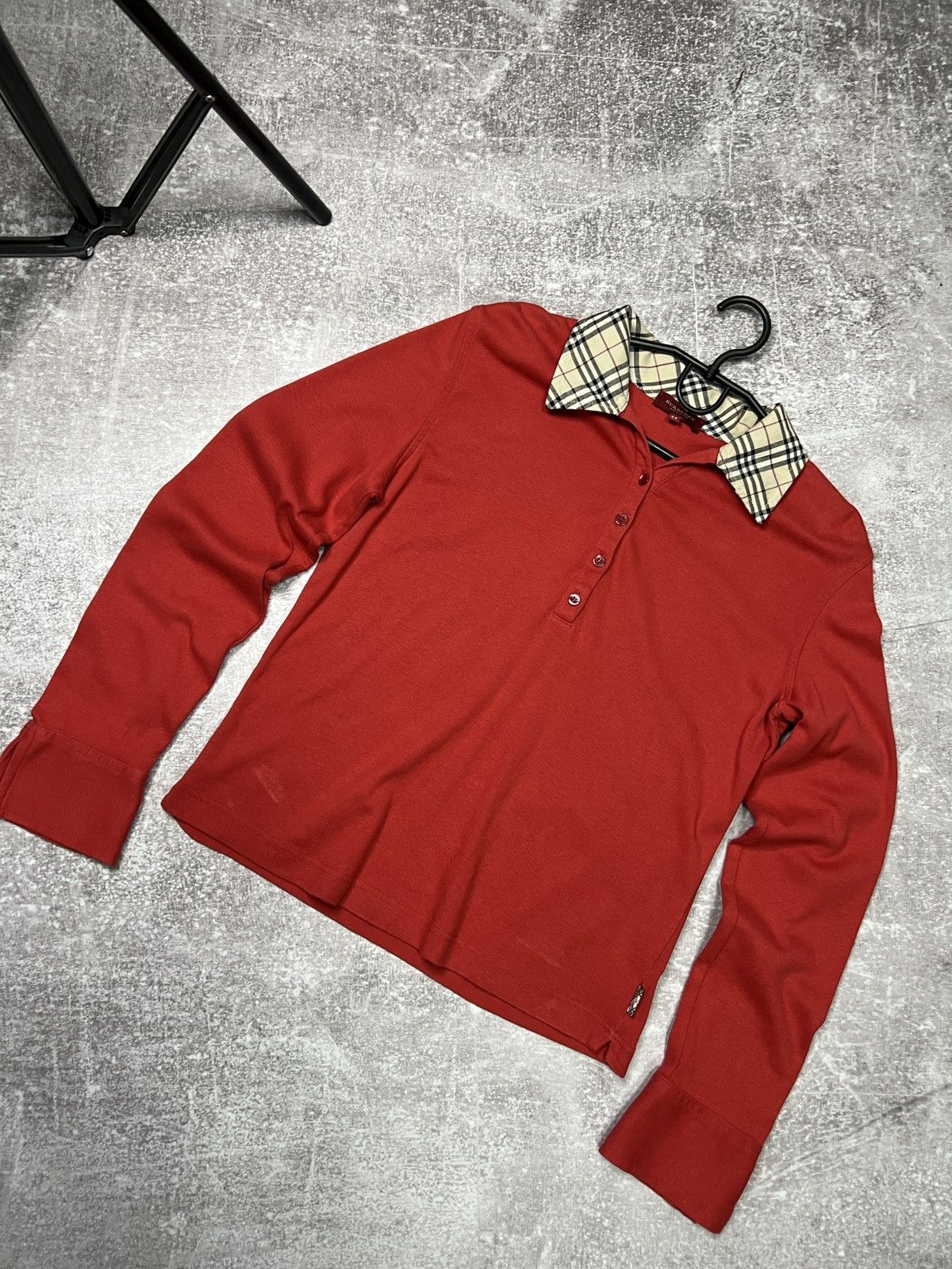 Burberry Burberry London Red Long Sleeve Polo Shirt Size M / US 6-8 / IT 42-44 - 1 Thumbnail