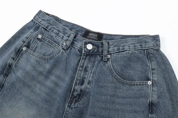 VIBE Punk washed distressed men's loose wide-leg denim shorts Size US 32 / EU 48 - 2 Thumbnail