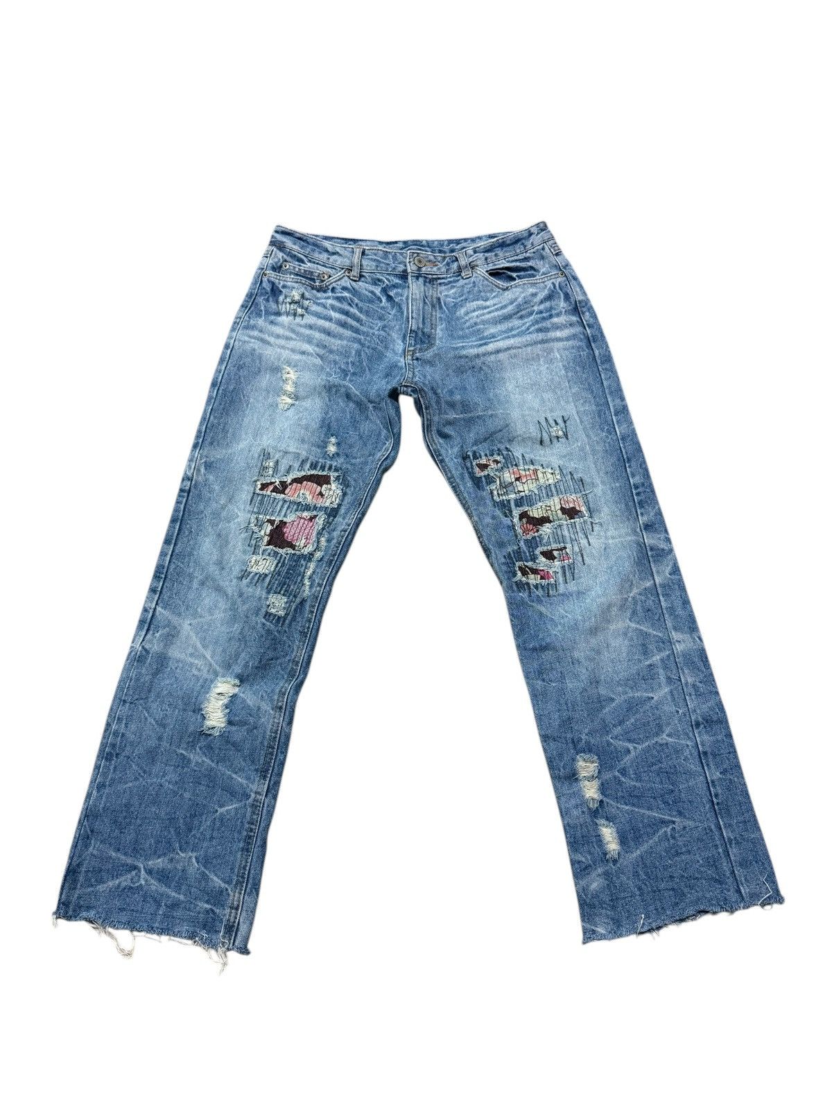 Japanese Brand × Vintage DISTRESSED PATCHWORK JEANS Size US 31 - 2 Thumbnail