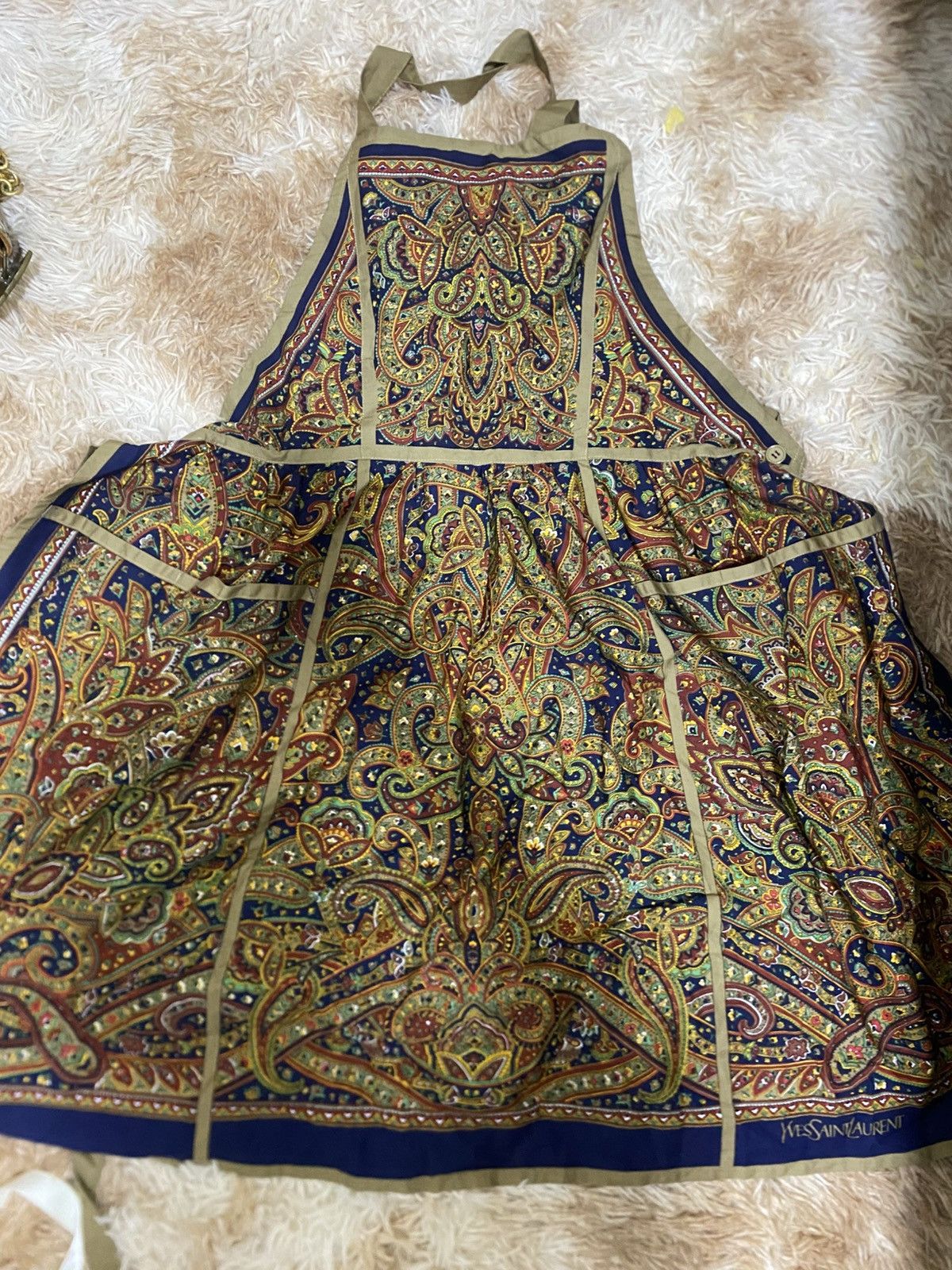 Yves Saint Laurent YSL Vintage Batik-Style Apron – Made in Japan Rare ELK Label Size ONE SIZE - 2 Thumbnail