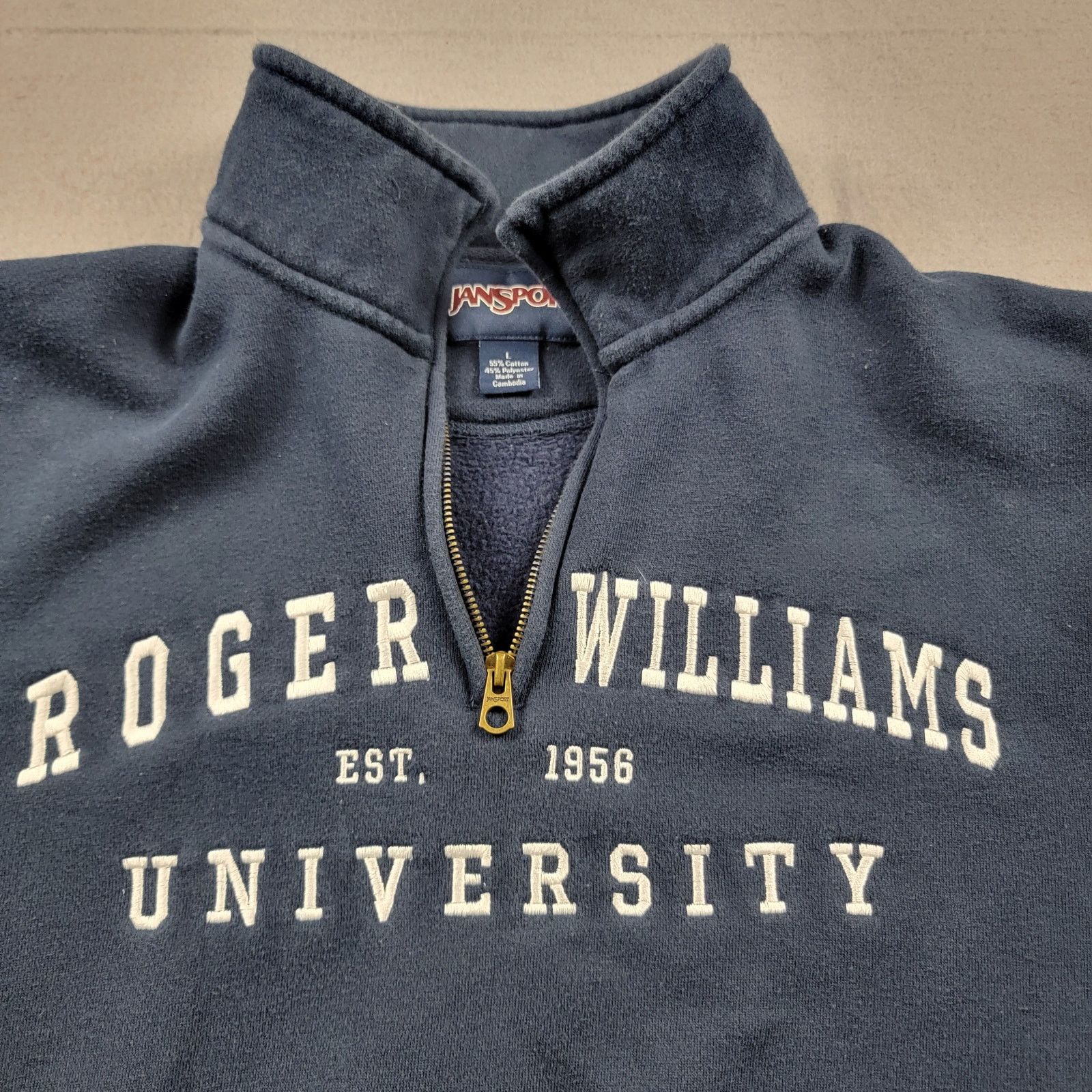 Jansport 90s Vintage Roger Williams University ZipUp Blue Sz L (463) Size US L / EU 52-54 / 3 - 3 Thumbnail