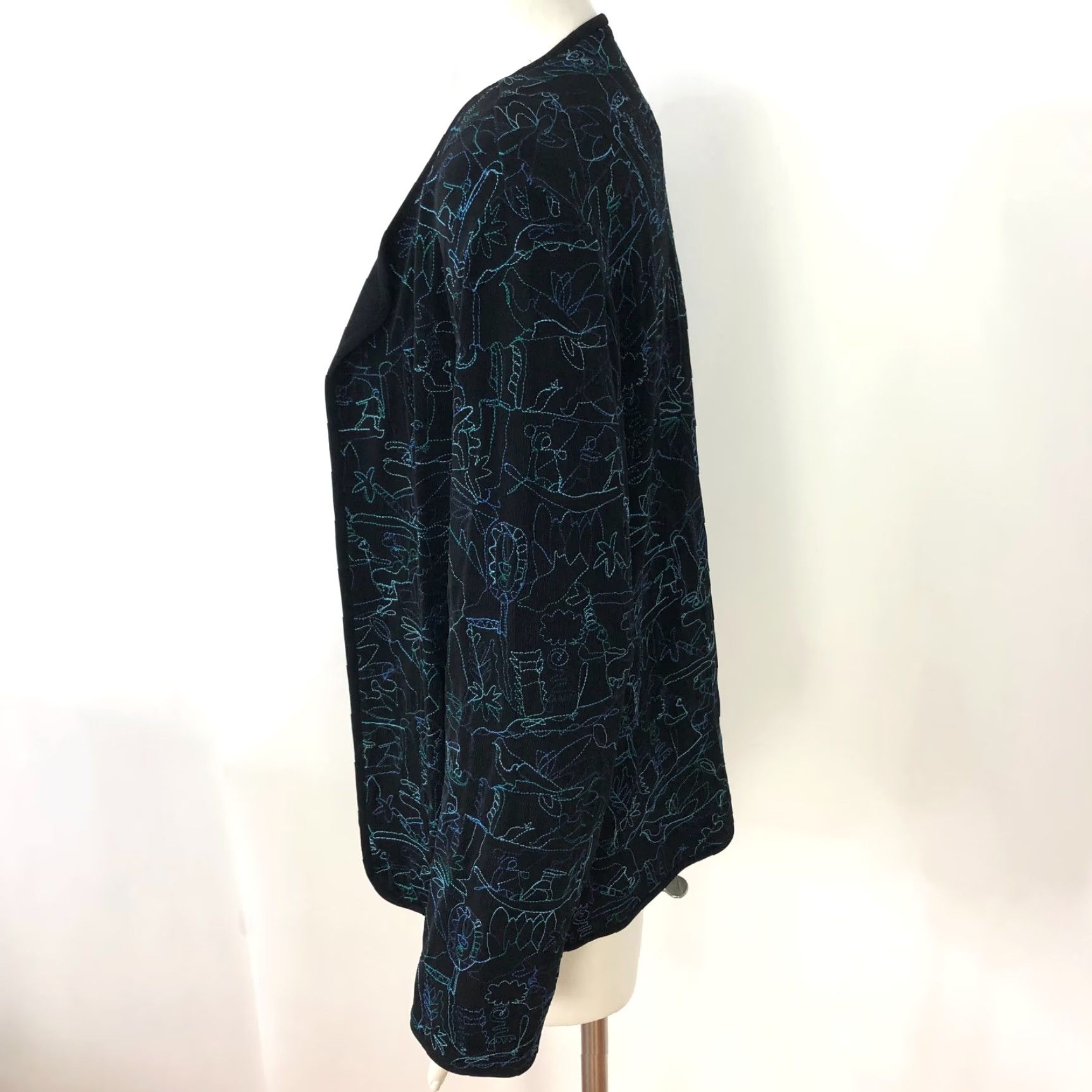 Vintage Chico's Travelers 2 Acetate Slinky Open Front Cardigan Black Blue MINT Cardigan Women's Regular XS? Size XS / US 0-2 / IT 36-38 - 3 Thumbnail