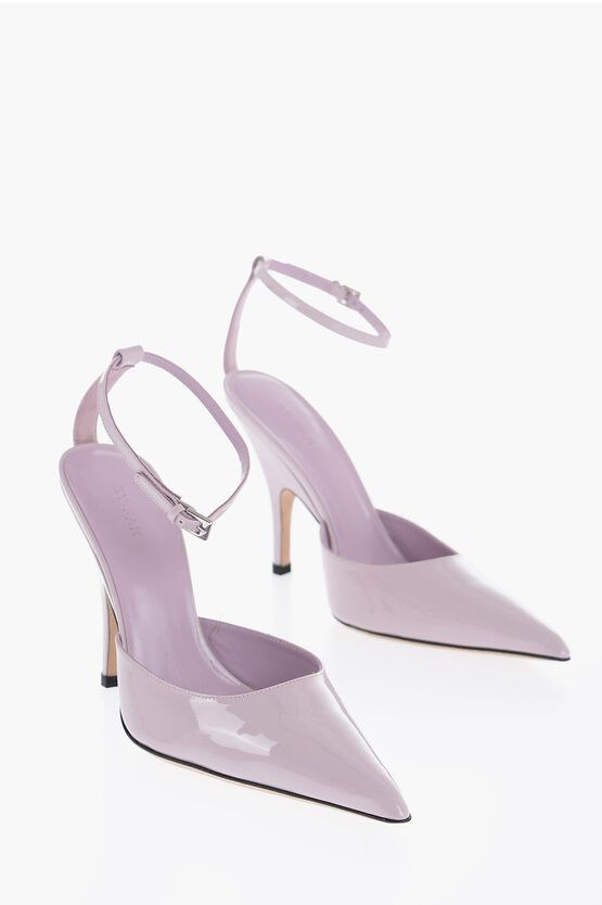 image of By Far Patent Leather Eliza Dawn Ankle Strap Pumps With Point Toe 1 Shoes in Violet, Women's (Size 