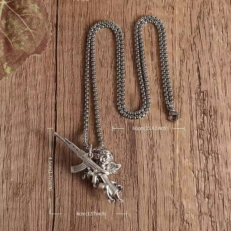 Jewelry Angel Ak-47 Pendant Necklace Size ONE SIZE - 6 Thumbnail