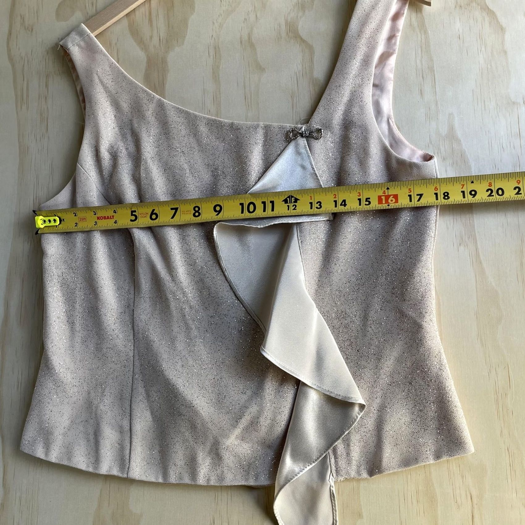 Vintage J.R. Nites by Caliendo Satin Formal Tank Top - 14 Size - Glitter Ruffle Camisole Size XL / US 12-14 / IT 48-50 - 5 Thumbnail