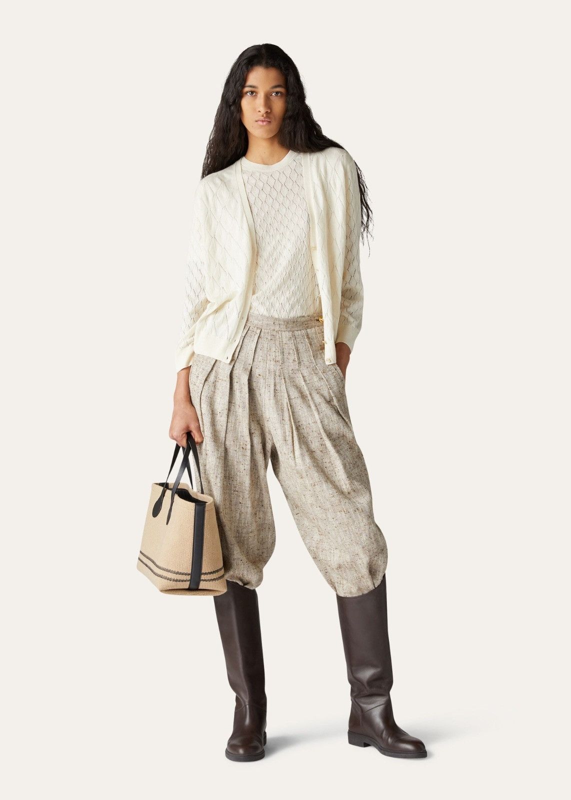 Loro Piana o1srvl11e0824 Piura Cashmere Cardigan in Off White Size XL / US 12-14 / IT 48-50 - 2 Thumbnail