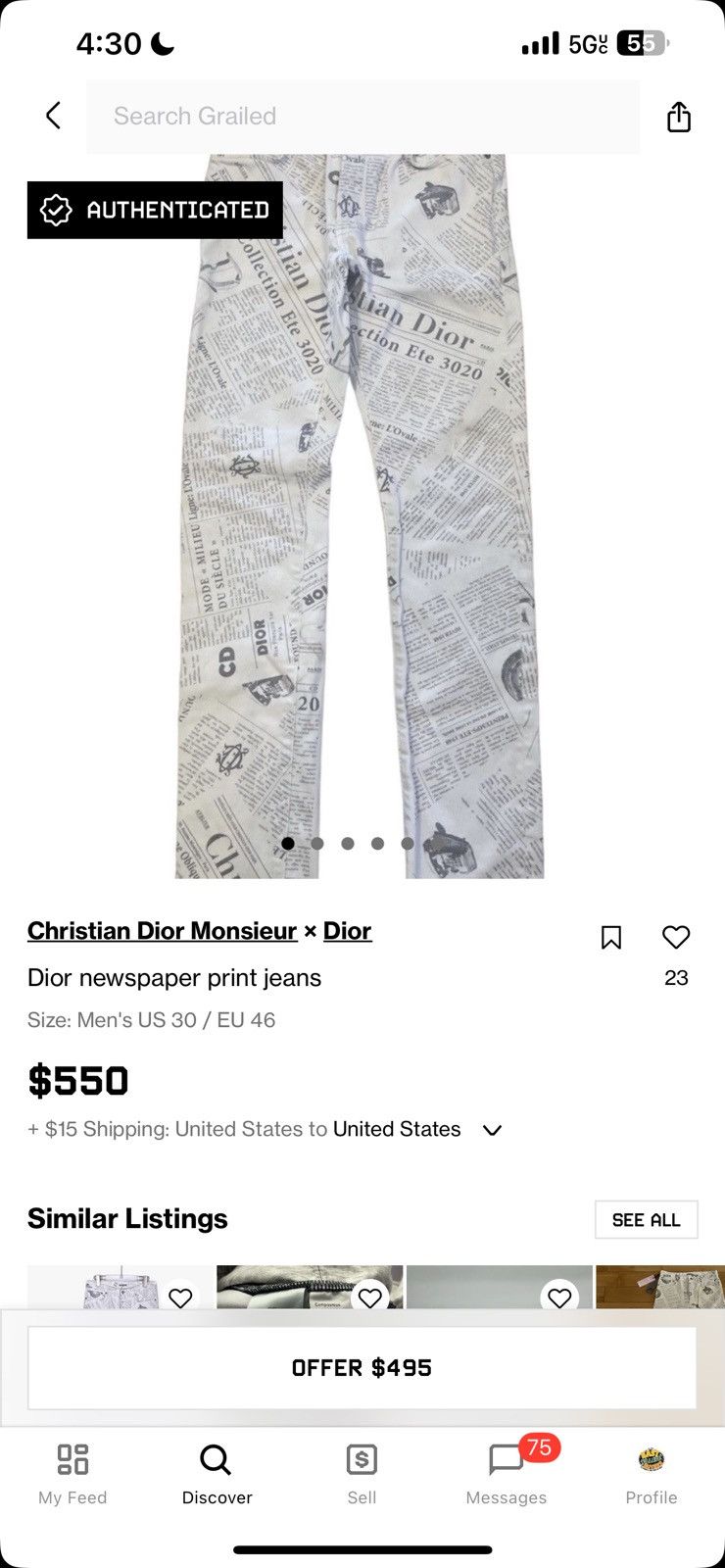 Christian Dior Monsieur Dior Newspaper Print Jeans Size 29 Size US 29 - 10 Thumbnail
