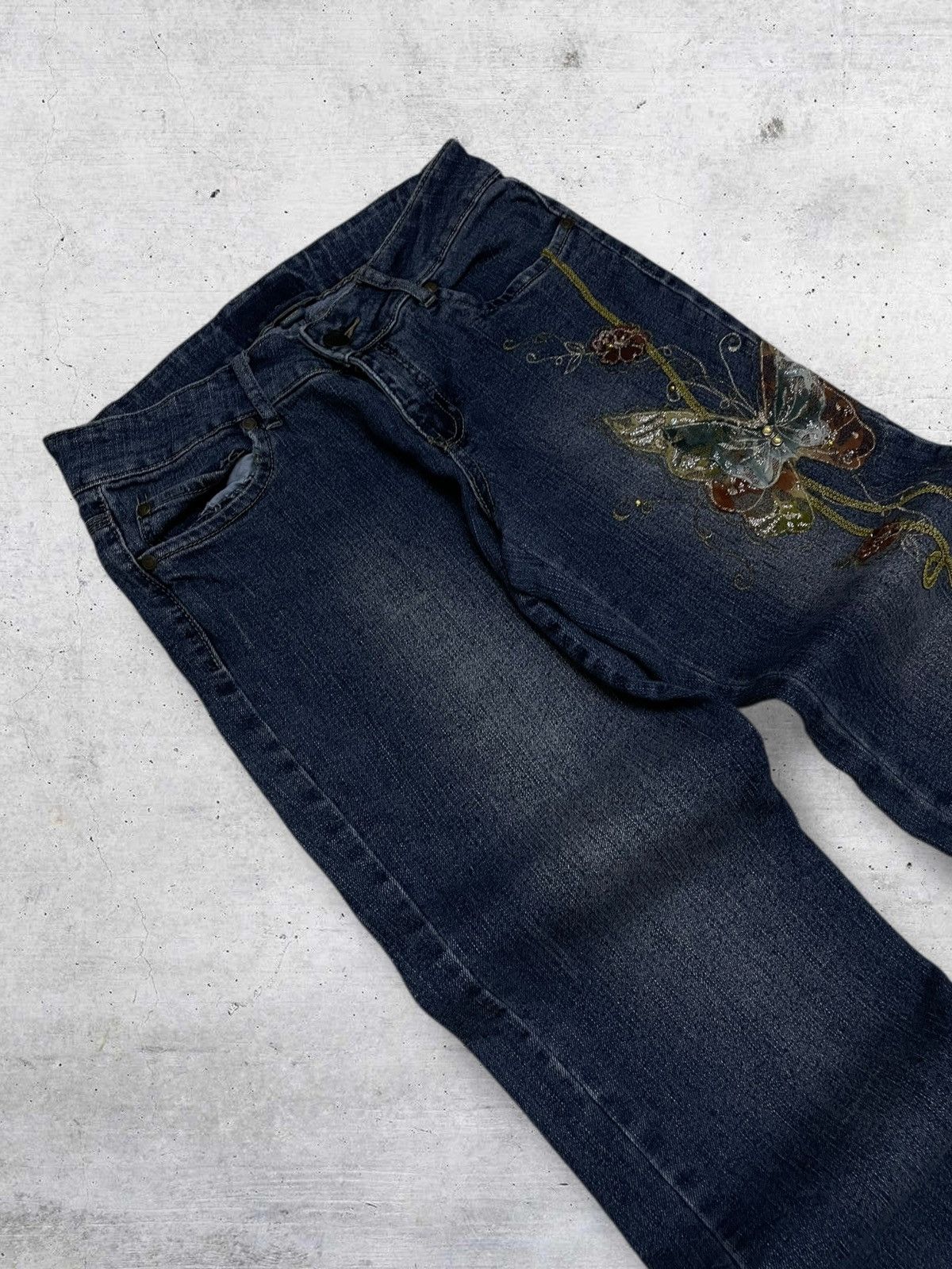 Tornado Mart VINTAGE 90S JAPAN BUTTERY NEPHENTES STYLE EMRBROIDERED FLARE Size US 30 / EU 46 - 7 Thumbnail