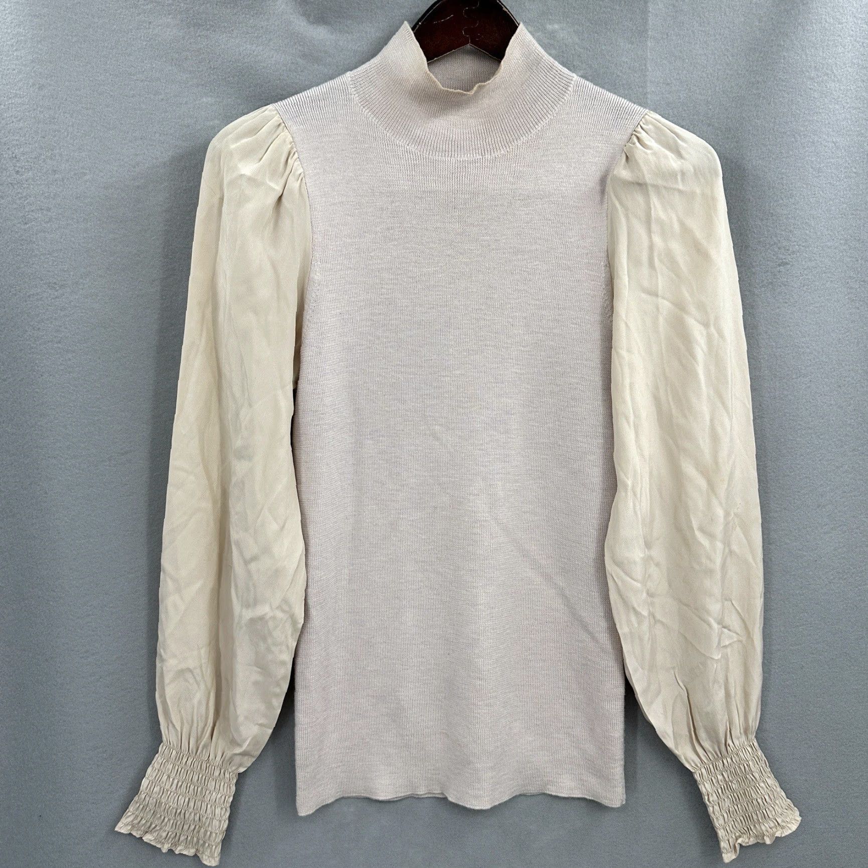 Rebecca Taylor Rebecca Taylor Sweater Womens Medium Puff Sleeve High Neck Knit Blush Pink Designer Ruffle Size M / US 6-8 / IT 42-44 - 4 Thumbnail
