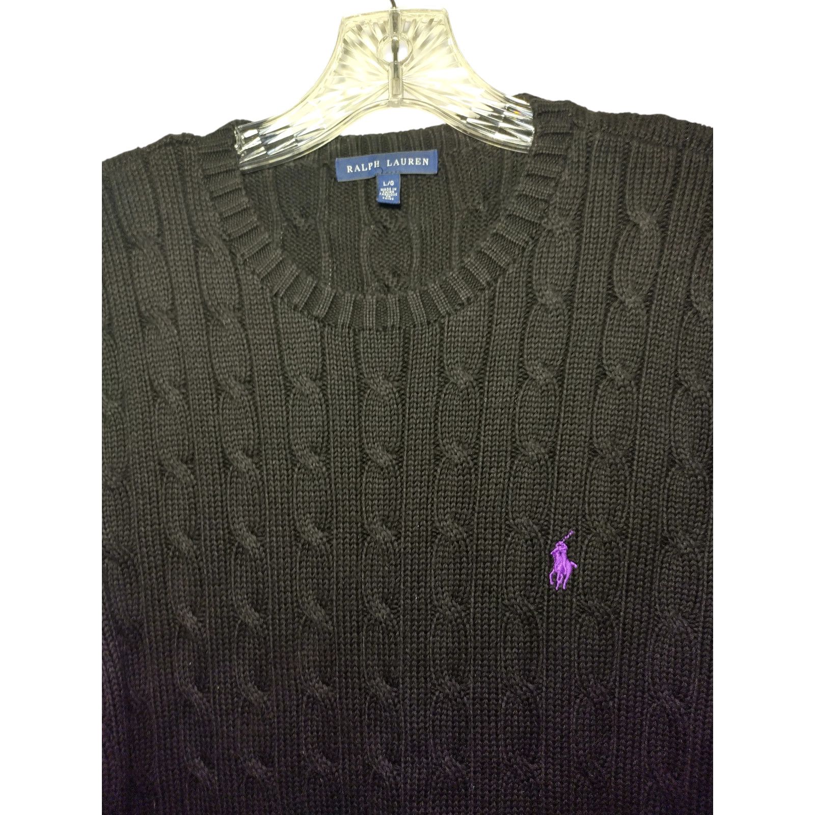 Ralph Lauren Ralph Lauren Womens Black Long Sleeve Cable Knit Sweater Lg Size L / US 10 / IT 46 - 9 Thumbnail