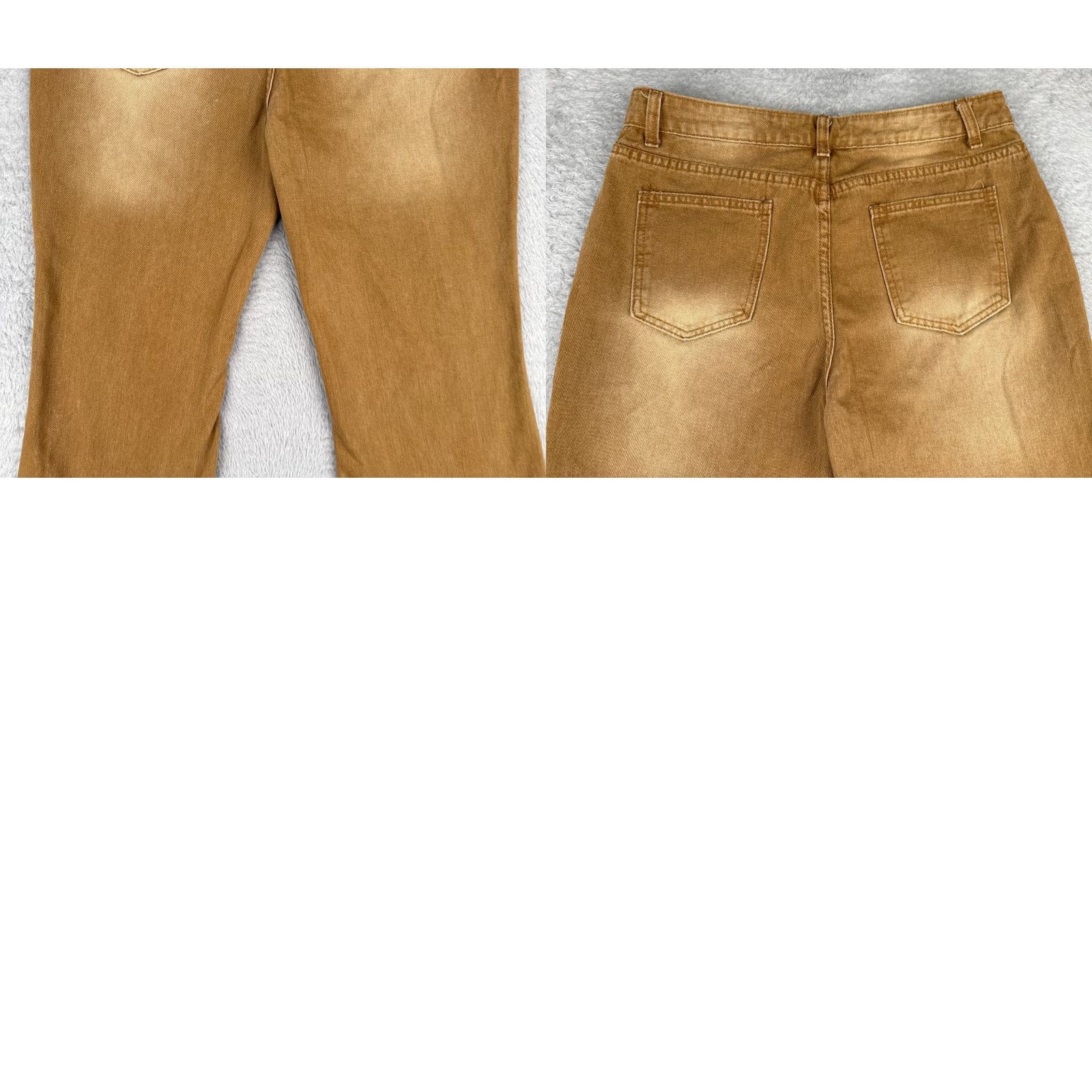 Vintage Jeans Women 31 Brown Khaki Distressed Denim Wide Leg High Rise Cotton 31x25 Size 24" / US 00 / IT 34 - 10 Thumbnail
