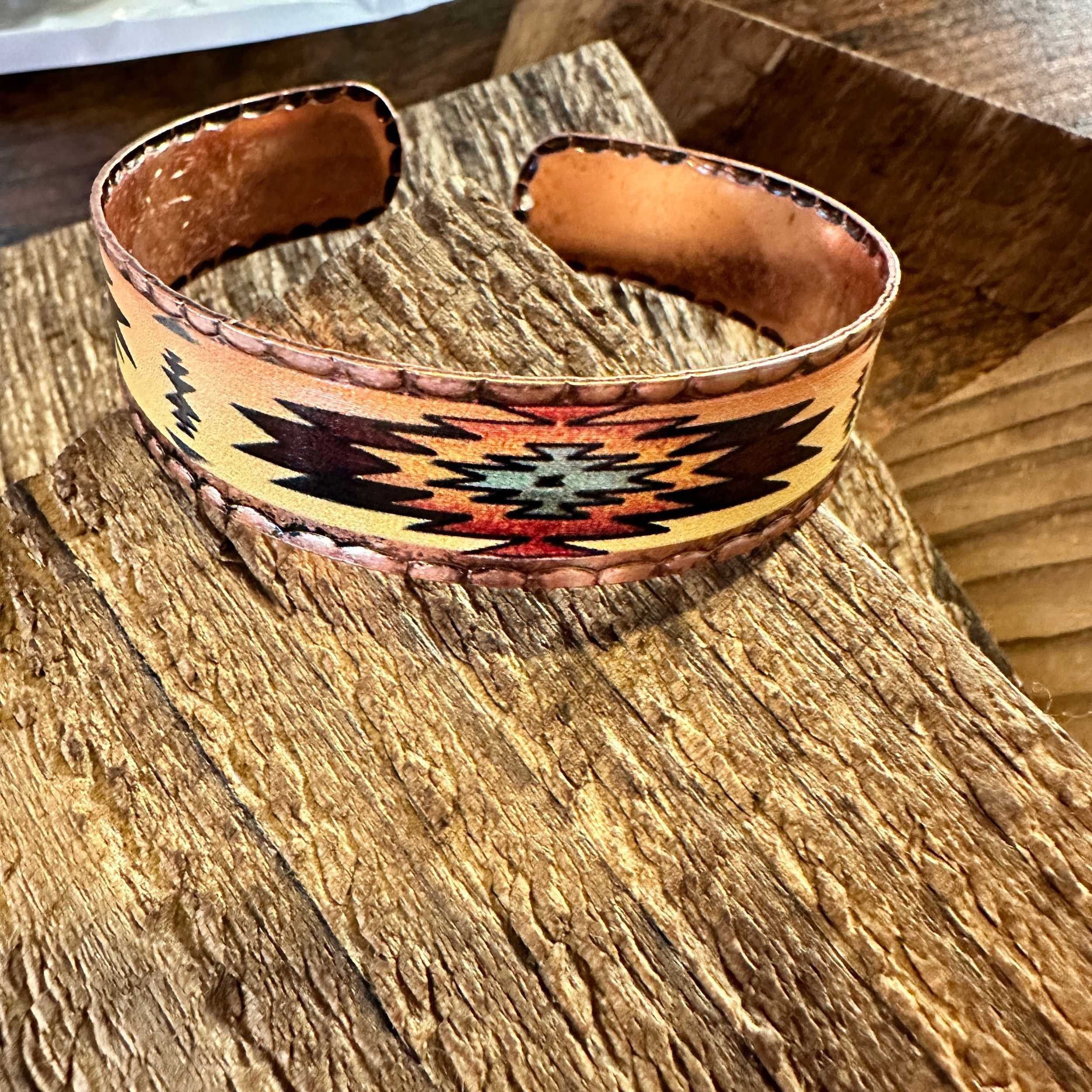 Other Handmade Boho Native American Aztek Copper Narrow Cuff Brace Size ONE SIZE - 5 Thumbnail
