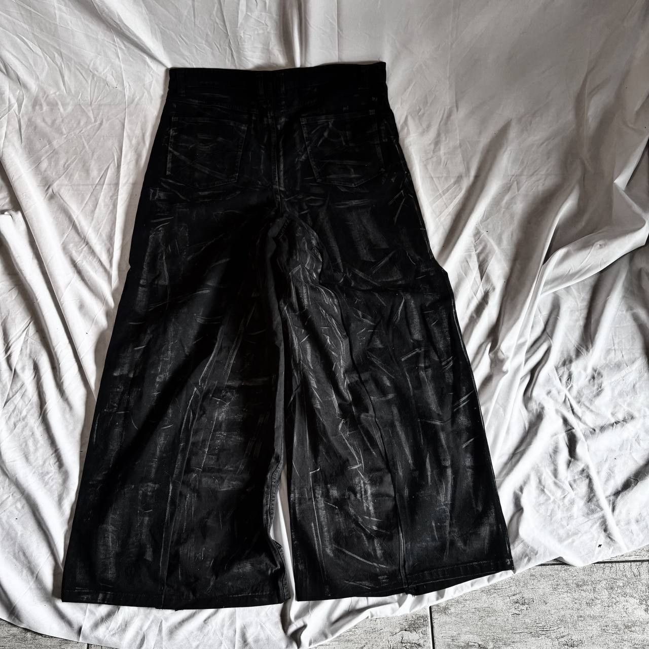 Japanese Brand Custom Black Baggy Jeans with White cyber sigilismPrint Size US 36 / EU 52 - 5 Thumbnail