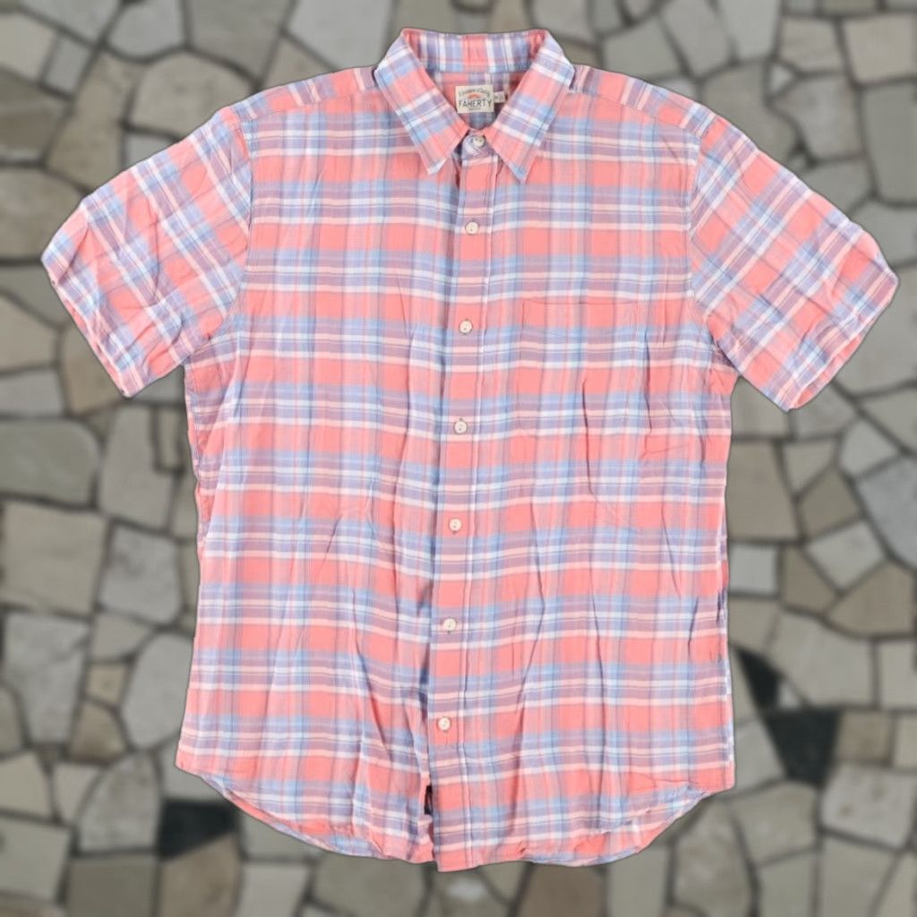Faherty Faherty Shirt Plaid Button Up Light Linen Cotton Blend Red Men M Size US M / EU 48-50 / 2 - 1 Thumbnail