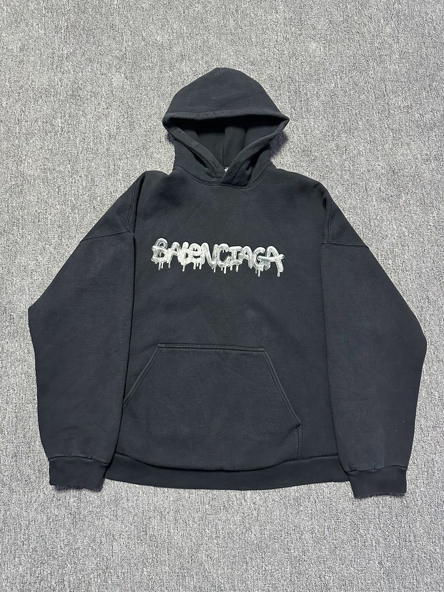 Balenciaga Balenciaga SS22 letter printed fleece drawstring hooded swe Size US L / EU 52-54 / 3 - 1 Thumbnail